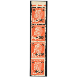FRANCE BANDE DE 4 TIMBRES N°248 CAISSE AMORTISSEMENT TIMBRES NEUFS** COTE 180€