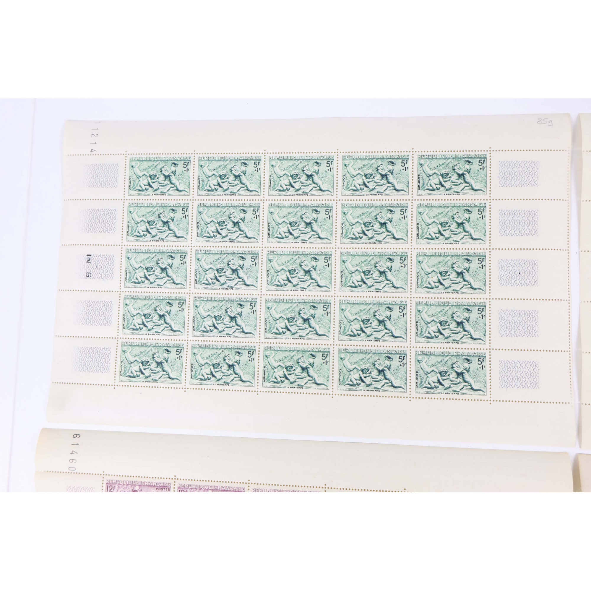 4 FEUILLES DE 25 TIMBRES NEUFS** SÉRIE COMPLÈTE "SAISONS" N°859/862 ANNÉE 1949