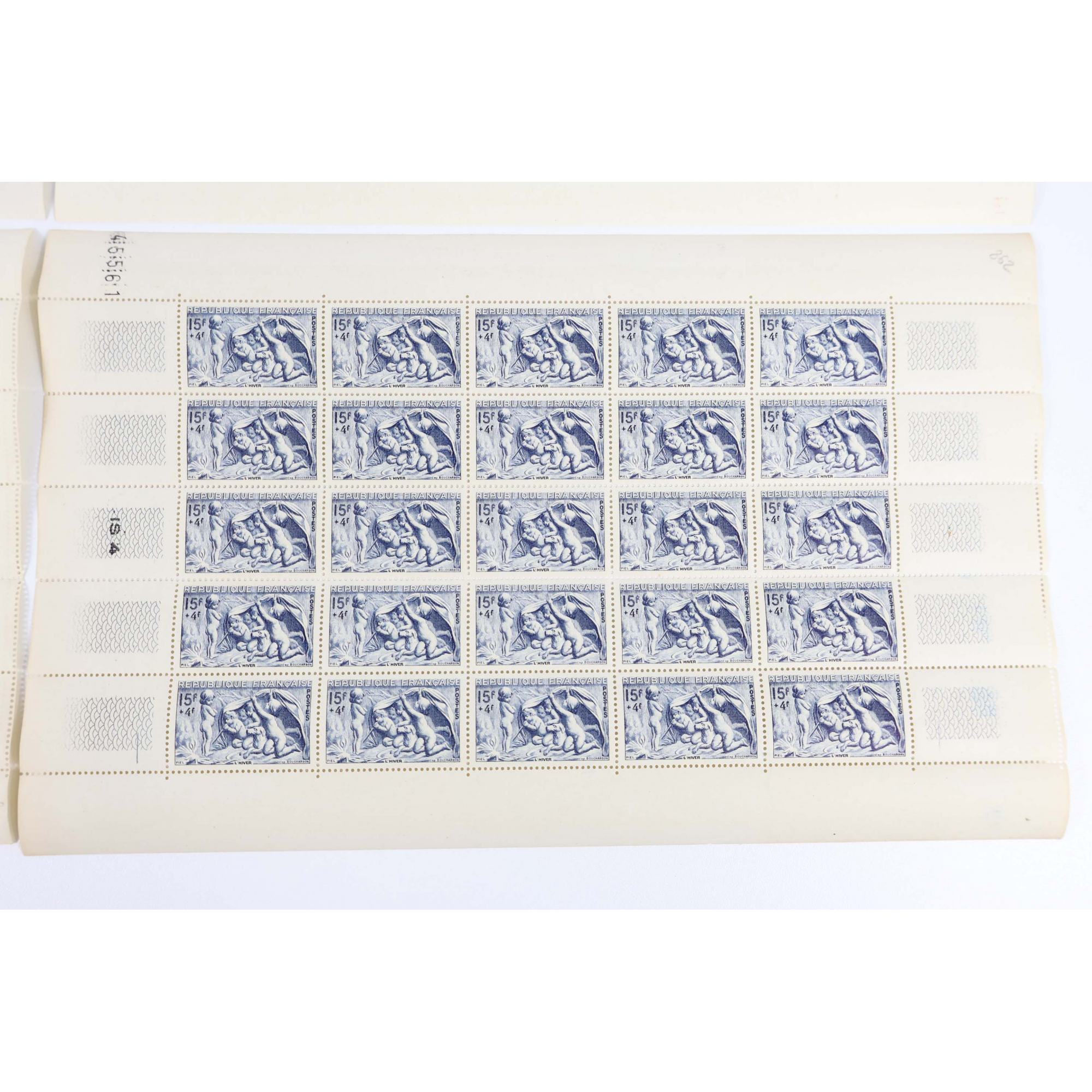 4 FEUILLES DE 25 TIMBRES NEUFS** SÉRIE COMPLÈTE "SAISONS" N°859/862 ANNÉE 1949