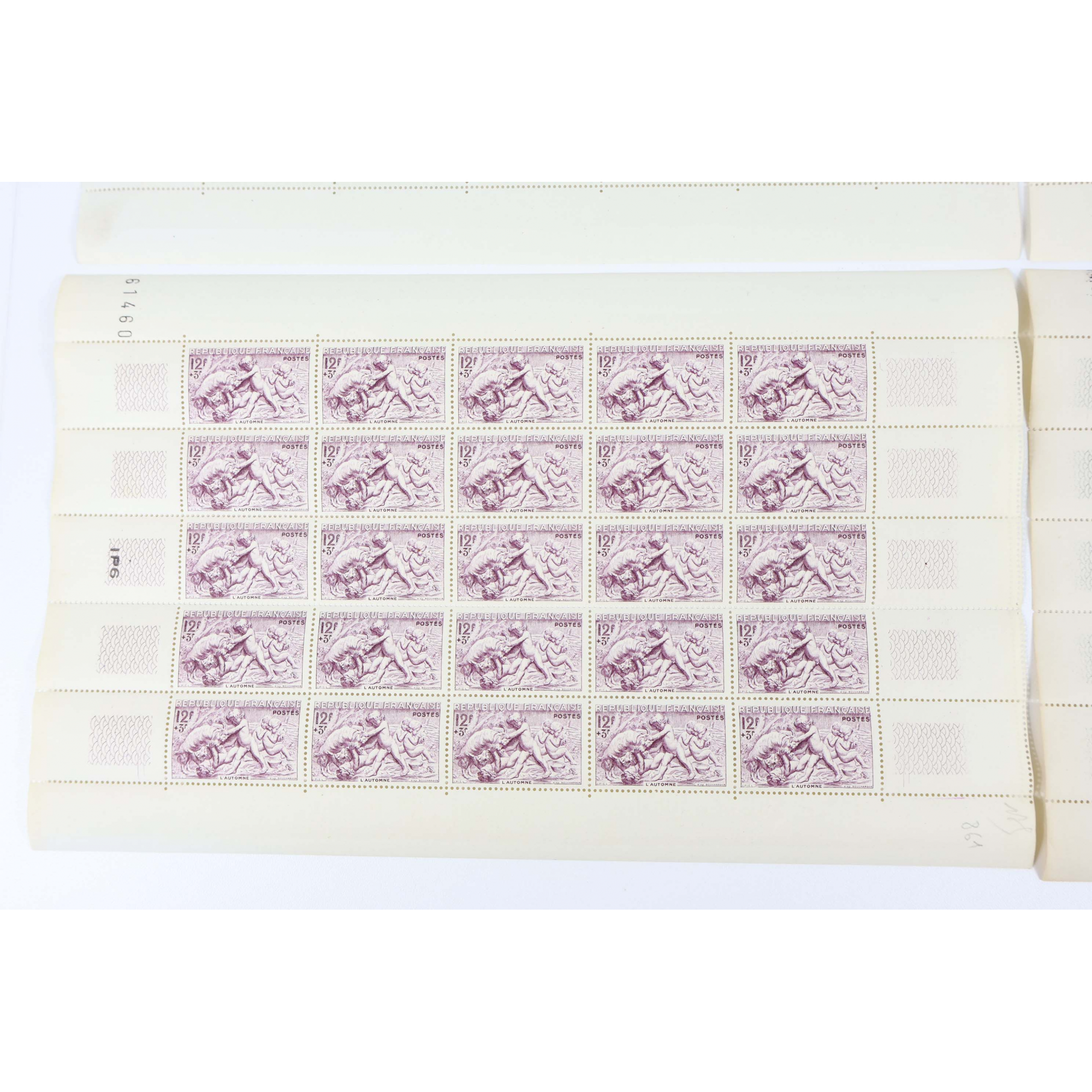 4 FEUILLES DE 25 TIMBRES NEUFS** SÉRIE COMPLÈTE "SAISONS" N°859/862 ANNÉE 1949