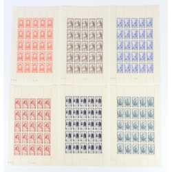 6 FEUILLES DE 25 TIMBRES NEUFS** SÉRIE COMPLÈTE "CÉLÉBRITÉS" N°765/770 AN 1946