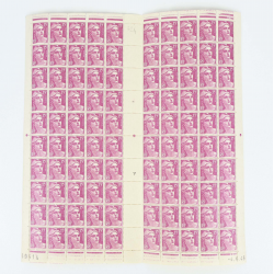 FEUILLE COMPLÈTE DE FRANCE DE 100 TIMBRES NEUFS** N°724 "MARIANNE DE GANDON"