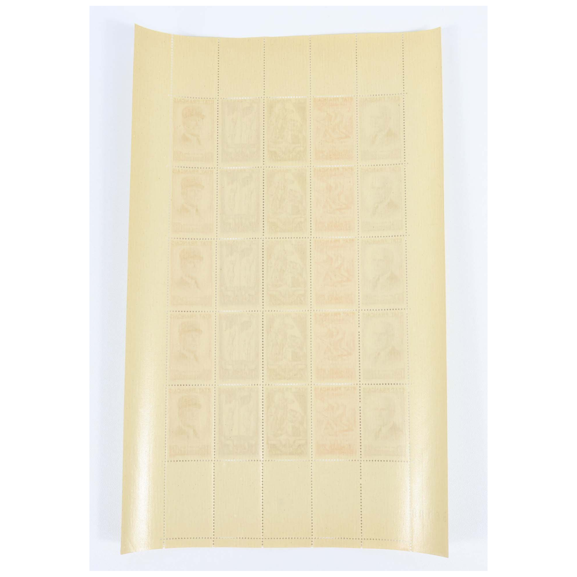 FEUILLE COMPLÈTE DE FRANCE DE 25 TIMBRES NEUFS** N°F580A "PÉTAIN" ANNÉE 1943