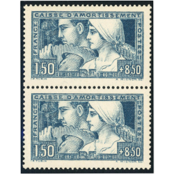 FRANCE PAIRE DE N°252 CAISSE AMORTISSEMENT TIMBRES NEUFS TYPE 3 COTE 520€