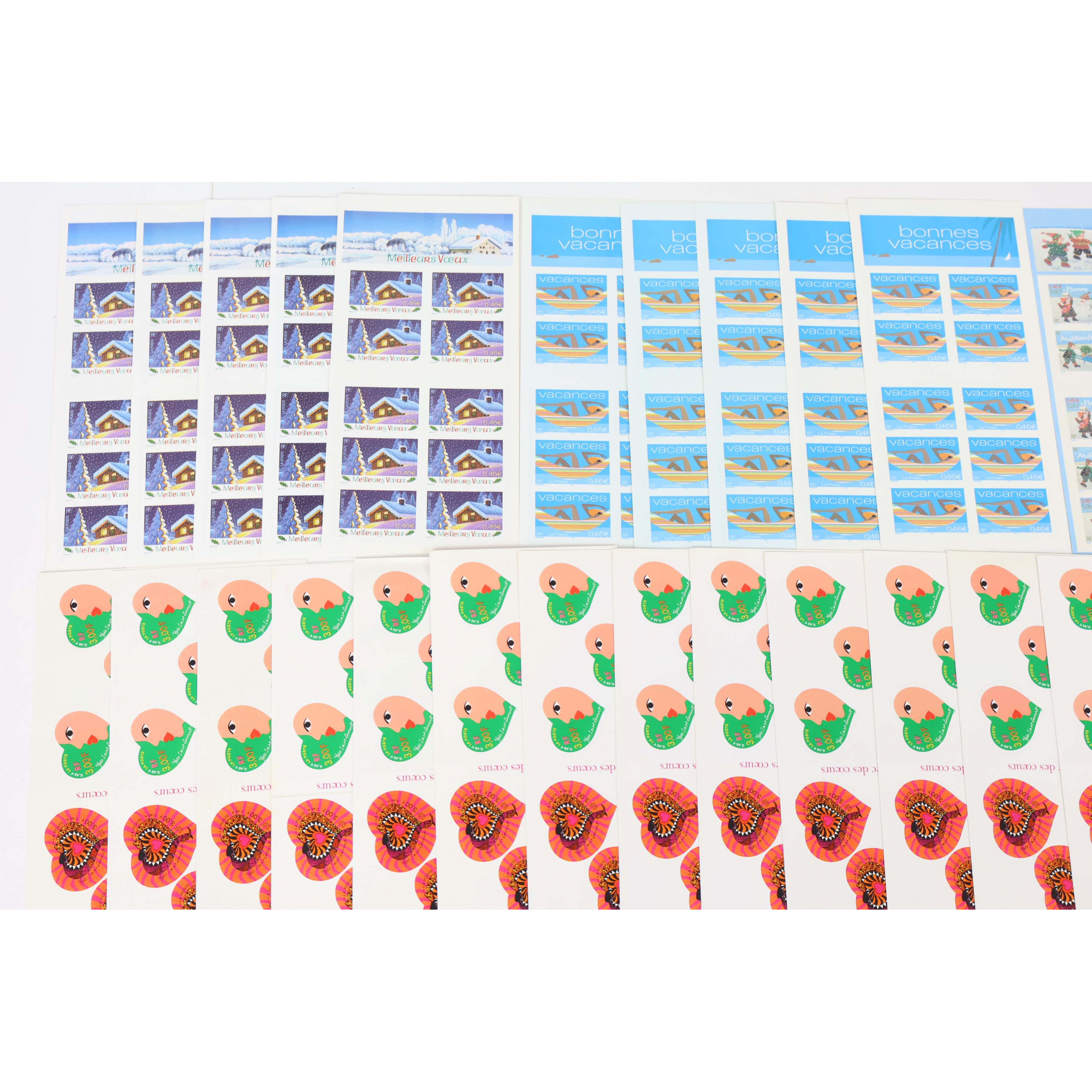 LOT CARNETS AUTOADHÉSIFS TIMBRES 0.46€ AVEC DÉFAUTS POUR AFFRANCHIR, VF 188.60€