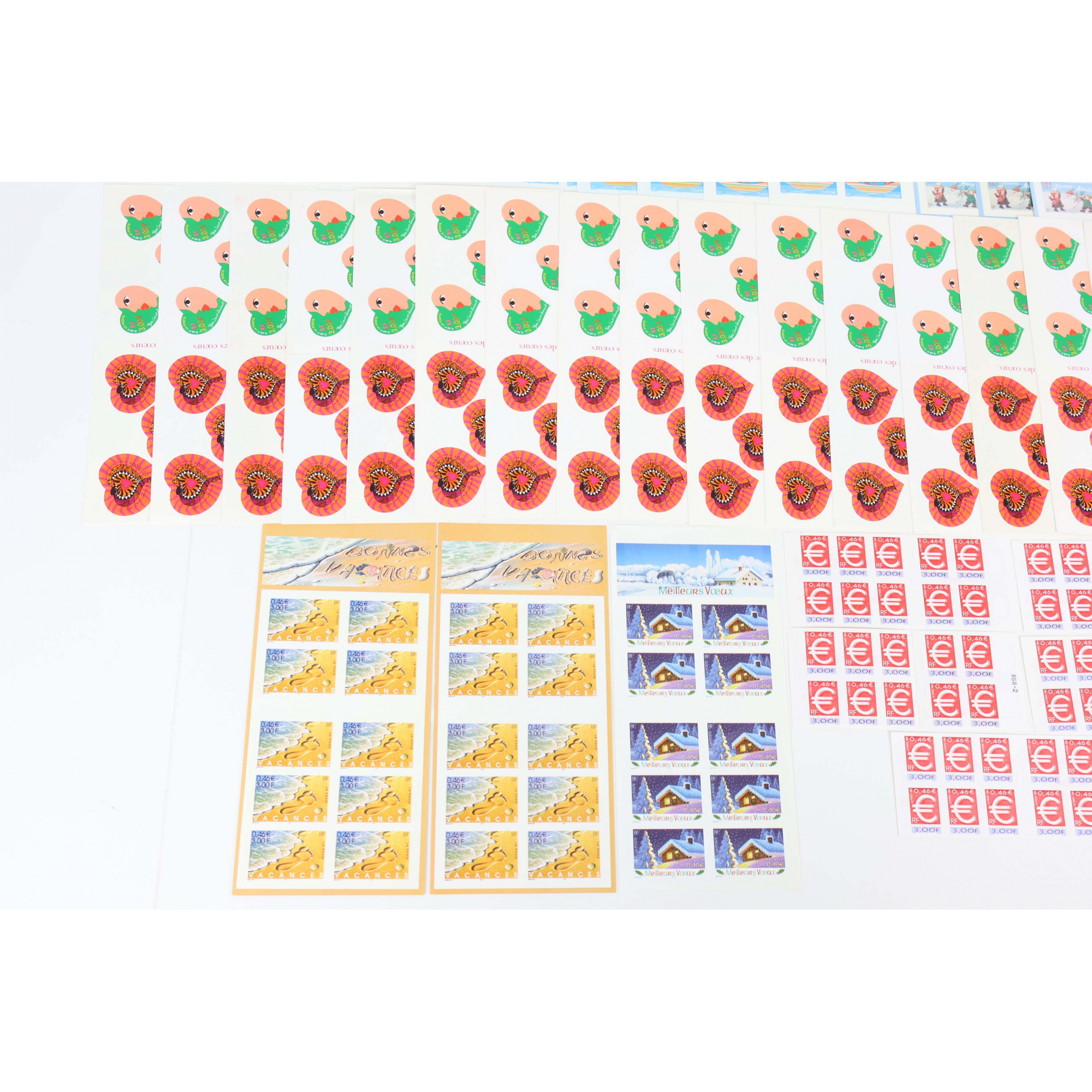 LOT CARNETS AUTOADHÉSIFS TIMBRES 0.46€ AVEC DÉFAUTS POUR AFFRANCHIR, VF 188.60€
