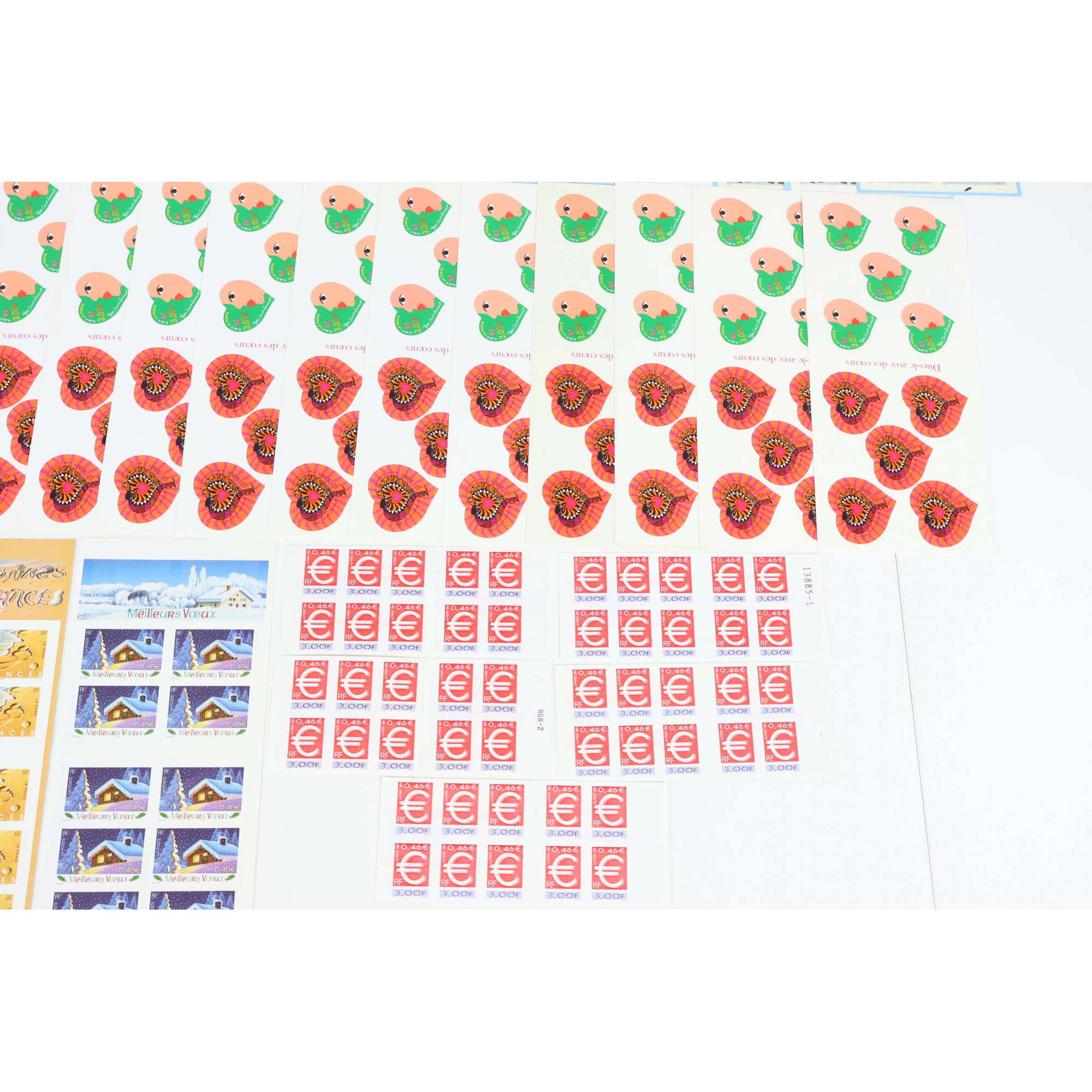 LOT CARNETS AUTOADHÉSIFS TIMBRES 0.46€ AVEC DÉFAUTS POUR AFFRANCHIR, VF 188.60€