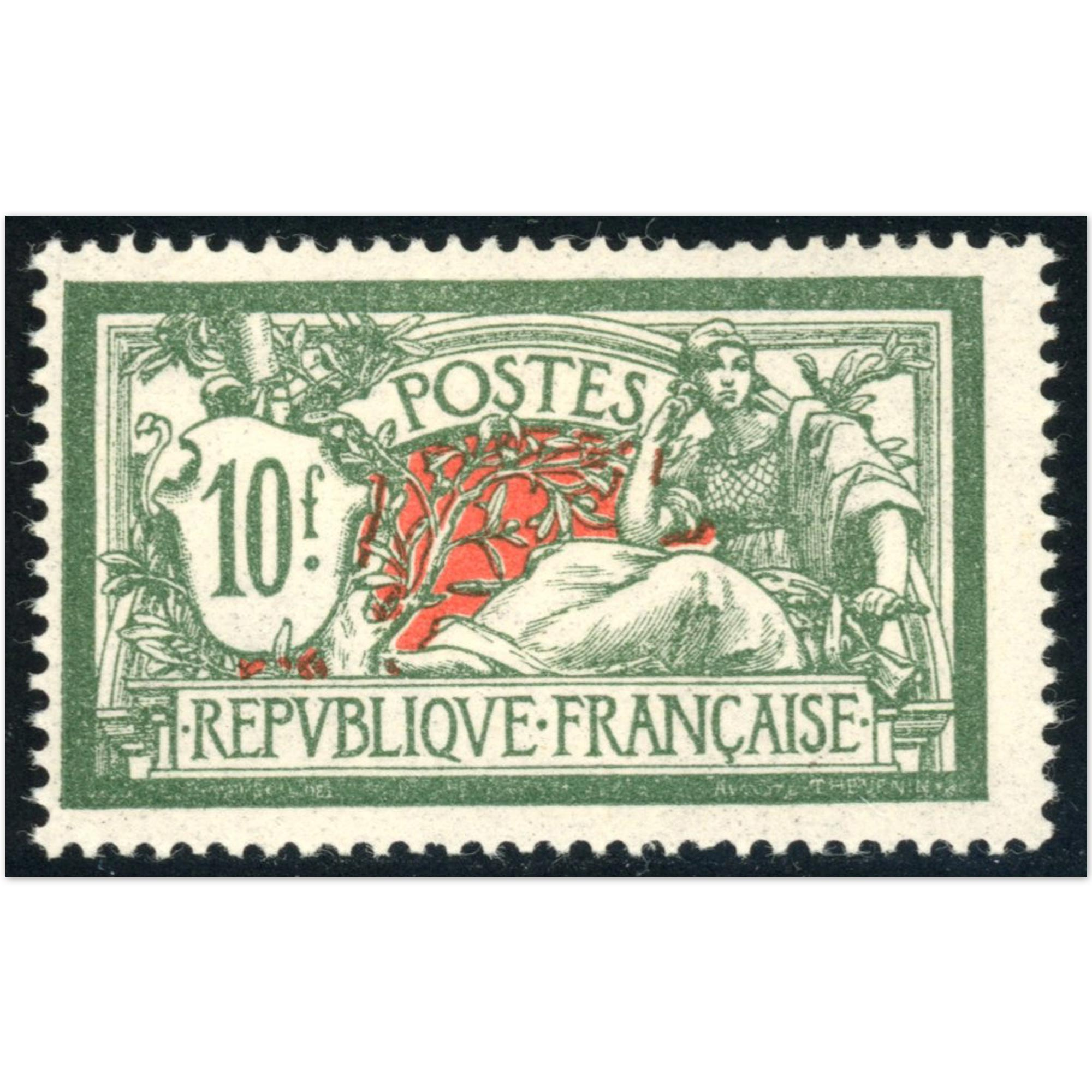 FRANCE MERSON N°207 TIMBRE NEUF* 10fr VERT, ANNÉE 1925-26, COTE 160€
