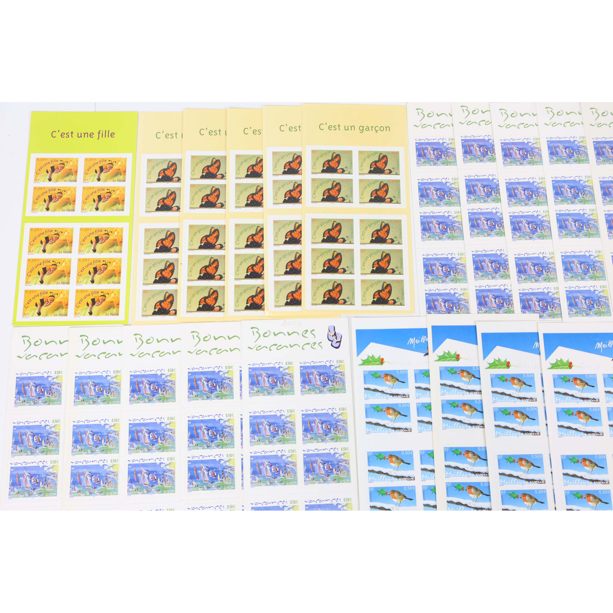 LOT CARNETS AUTOADHÉSIFS TIMBRES 0.50 EUROS AVEC DÉFAUTS POUR AFFRANCHIR VF 145€