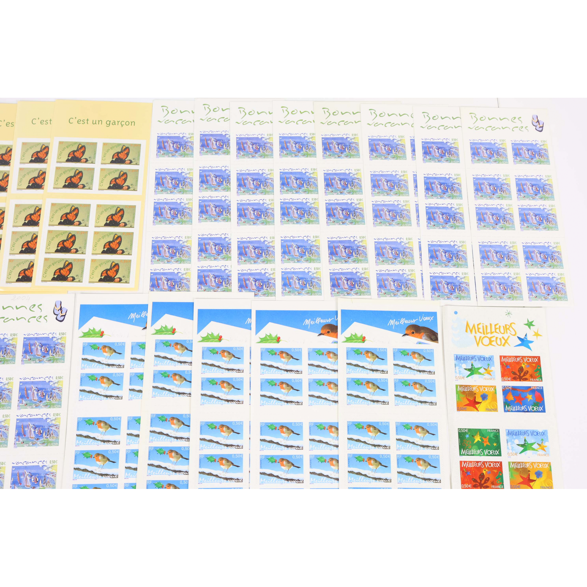 LOT CARNETS AUTOADHÉSIFS TIMBRES 0.50 EUROS AVEC DÉFAUTS POUR AFFRANCHIR VF 145€