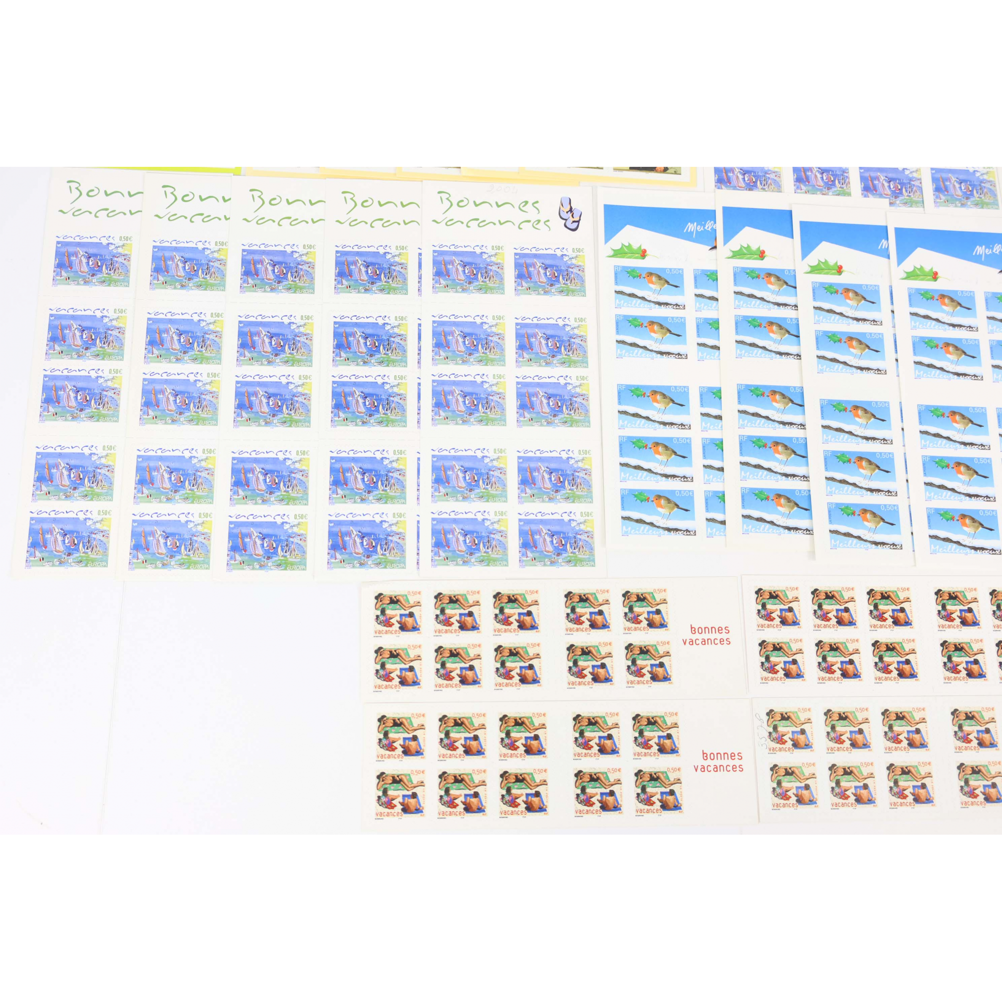 LOT CARNETS AUTOADHÉSIFS TIMBRES 0.50 EUROS AVEC DÉFAUTS POUR AFFRANCHIR VF 145€