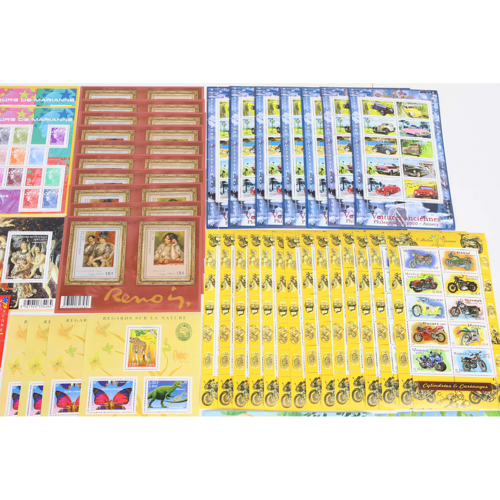 LOT BLOCS FEUILLET TIMBRES EN EUROS AVEC DÉFAUTS POUR AFFRANCHIR FACIALE 188.48€