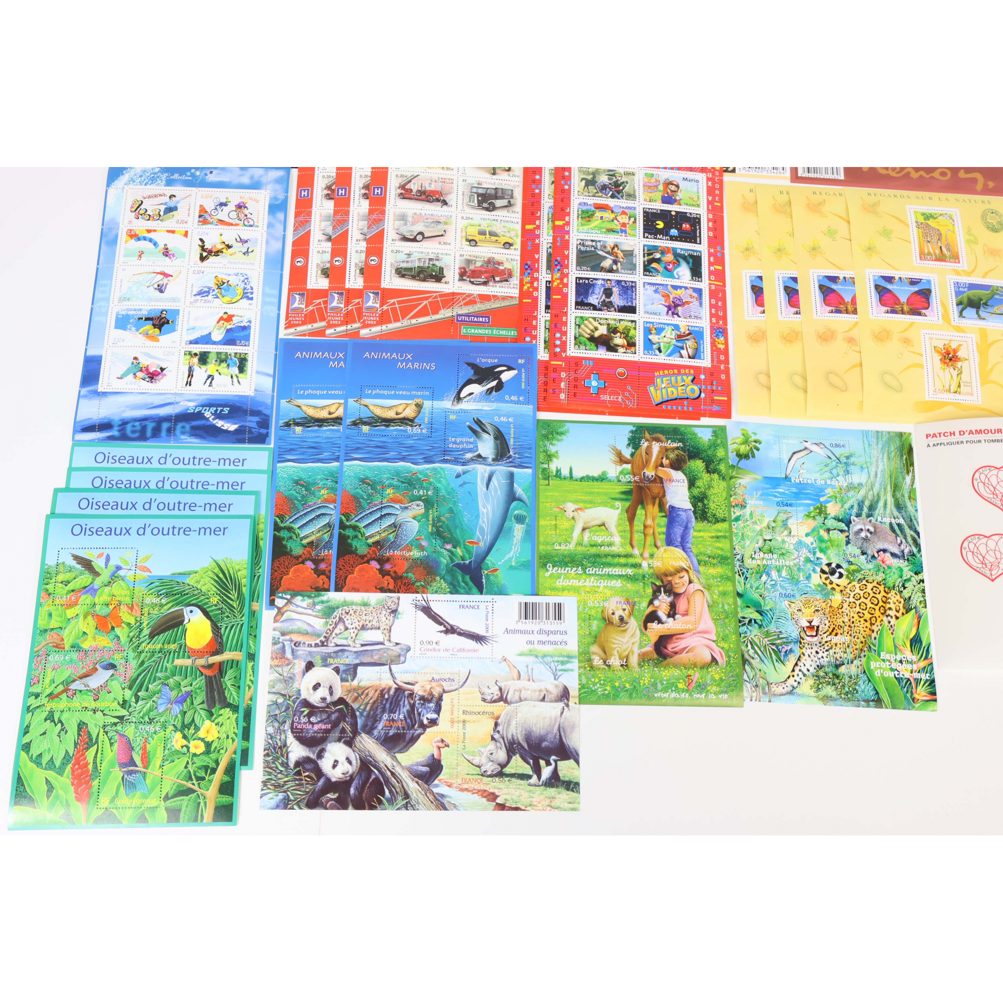 LOT BLOCS FEUILLET TIMBRES EN EUROS AVEC DÉFAUTS POUR AFFRANCHIR FACIALE 188.48€