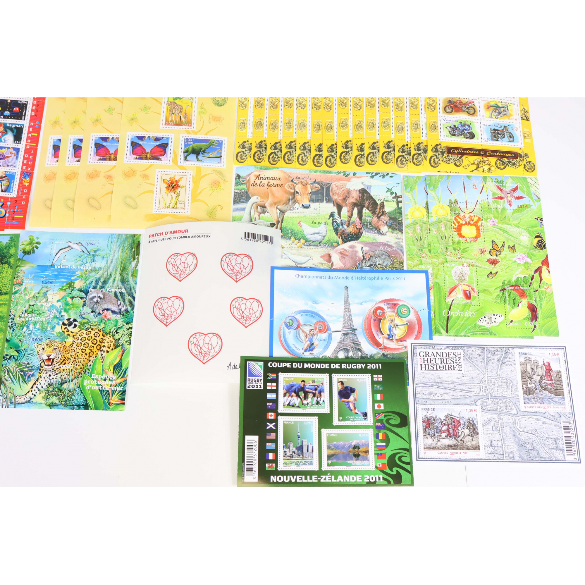 LOT BLOCS FEUILLET TIMBRES EN EUROS AVEC DÉFAUTS POUR AFFRANCHIR FACIALE 188.48€