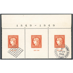 BANDE DE 3 TIMBRES N°841 AVEC OBLITERATION 1ER JOUR, ANNEE 1949, BELLE QUALITE