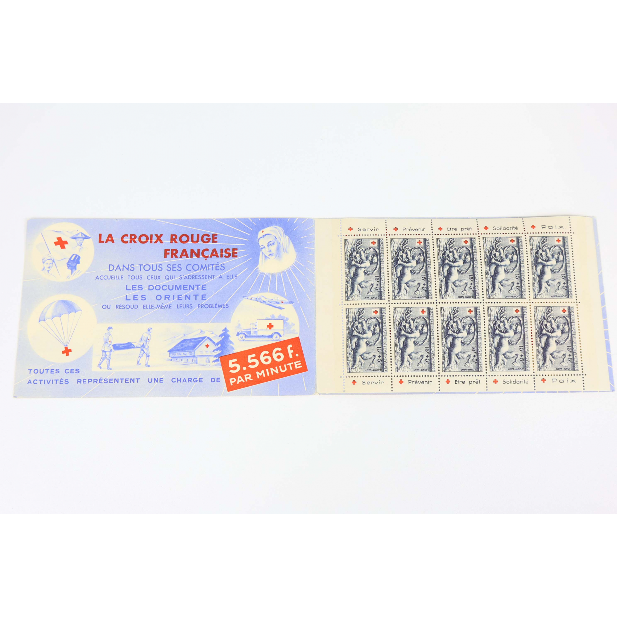 CARNET CROIX-ROUGE DE 1952 AVEC PUBLICITE N°2001 COTE 550€ QUALITE LUXE