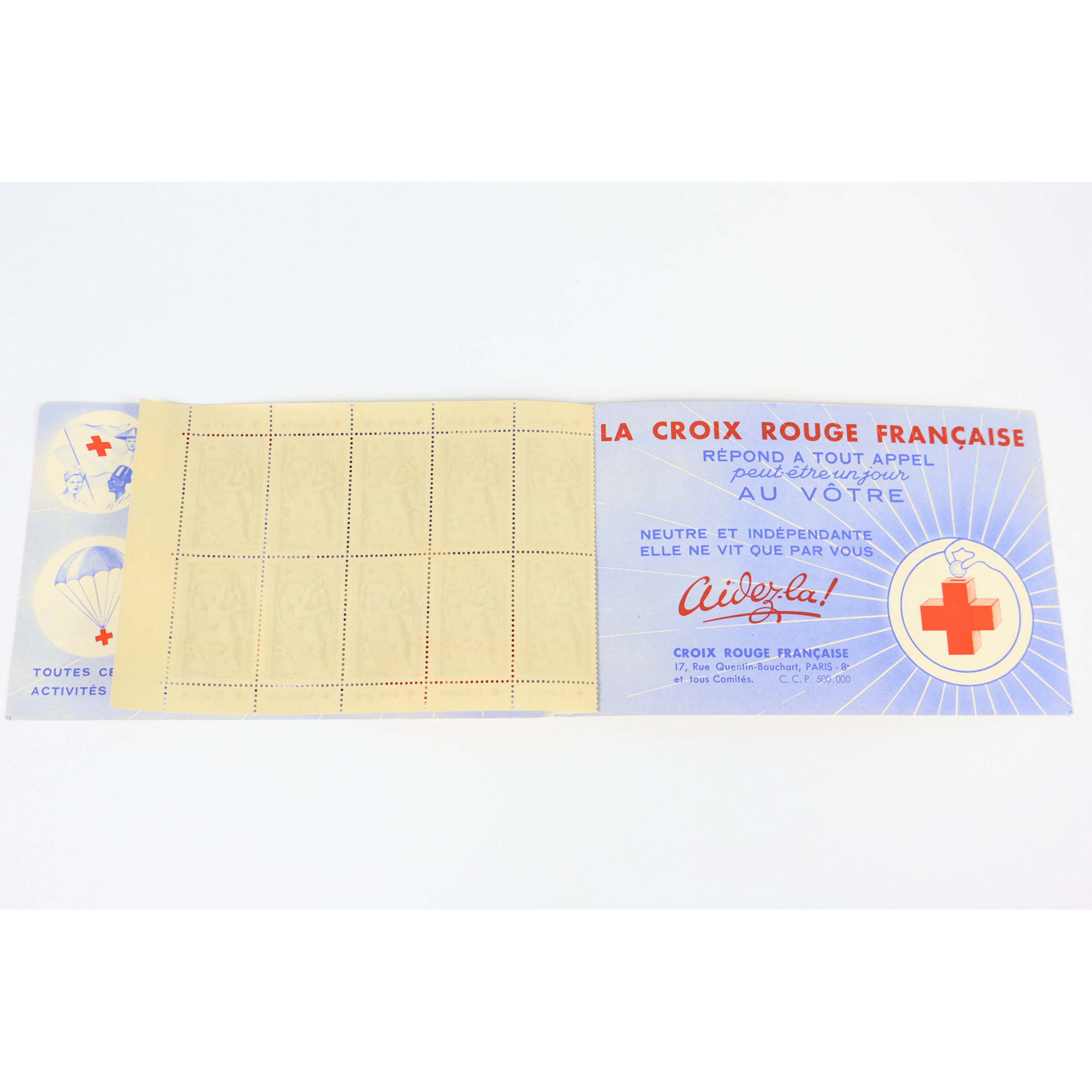 CARNET CROIX-ROUGE DE 1952 AVEC PUBLICITE N°2001 COTE 550€ QUALITE LUXE