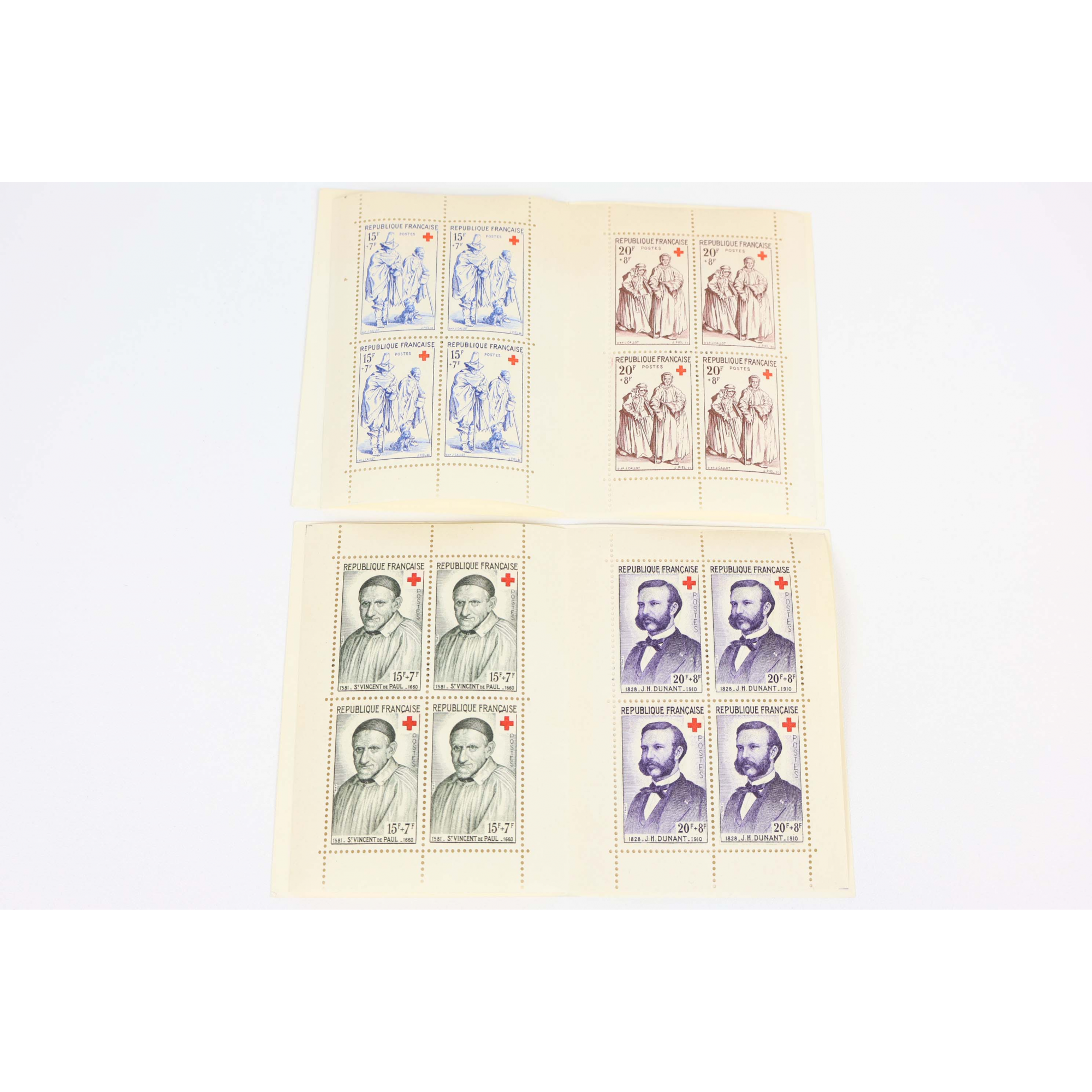 LOT DE CARNETS CROIX-ROUGE DE 1957 A 1962 COMPLET, TIMBRES NEUFS, BELLE QUALITE