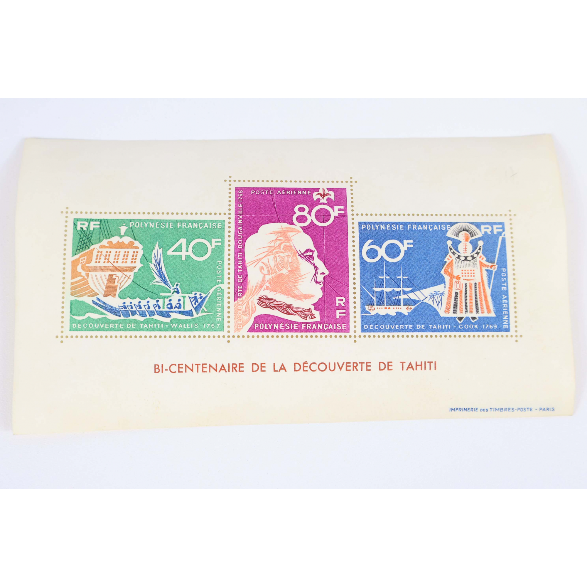 POLYNESIE 2 BLOCS-FEUILLET N°1 ANNEE 1968 COTE 370€ AVEC ROUSSEURS PRIX BAS
