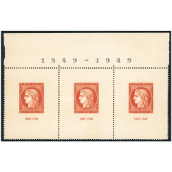 BANDE DE 3 TIMBRES N°841 NEUFS** 10FR VERMILLON, ANNÉE 1949, BELLE QUALITÉ