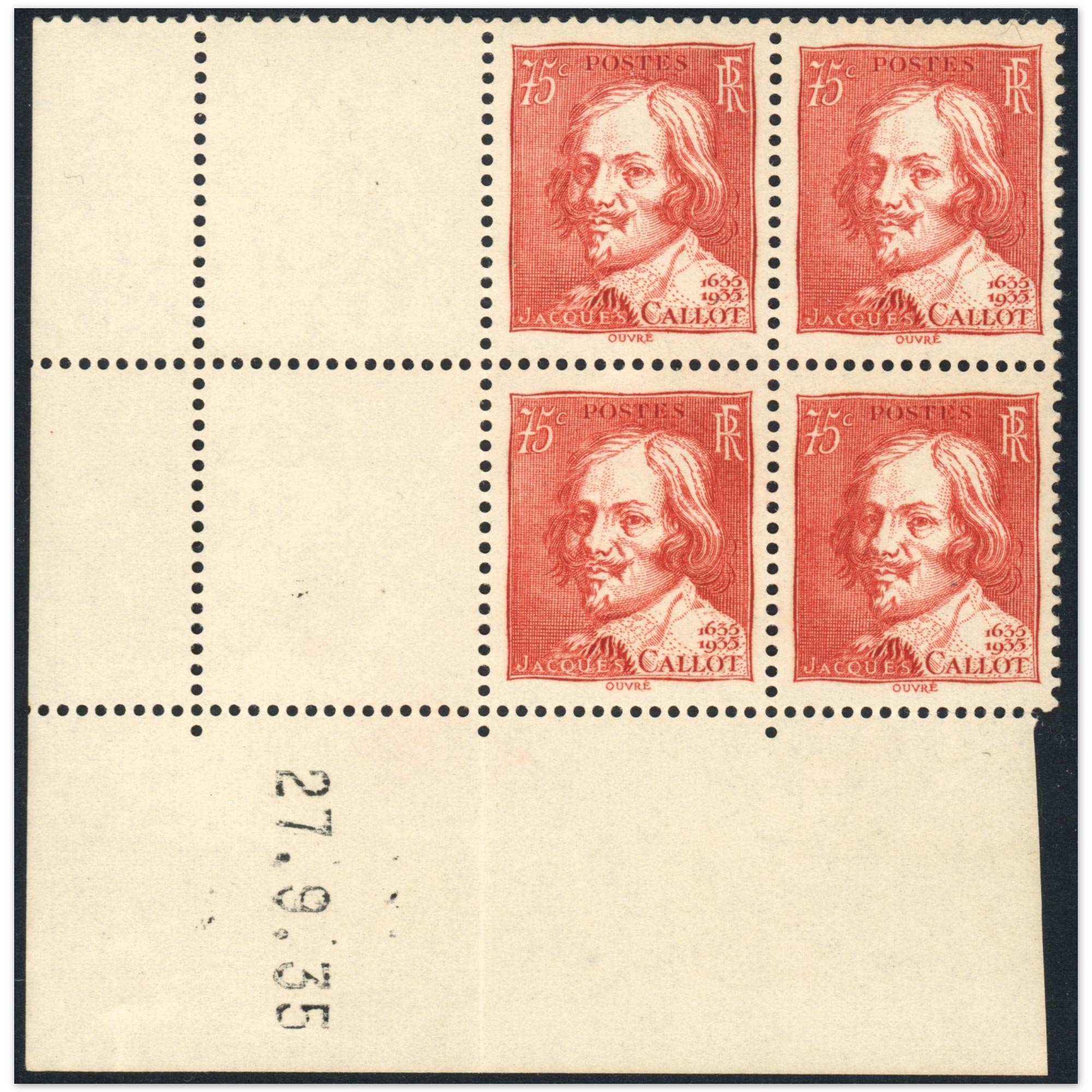 COIN DATÉ DE FRANCE J.CALLOT N°306 TIMBRES NEUFS** ANNÉE 1935 COTE 110€