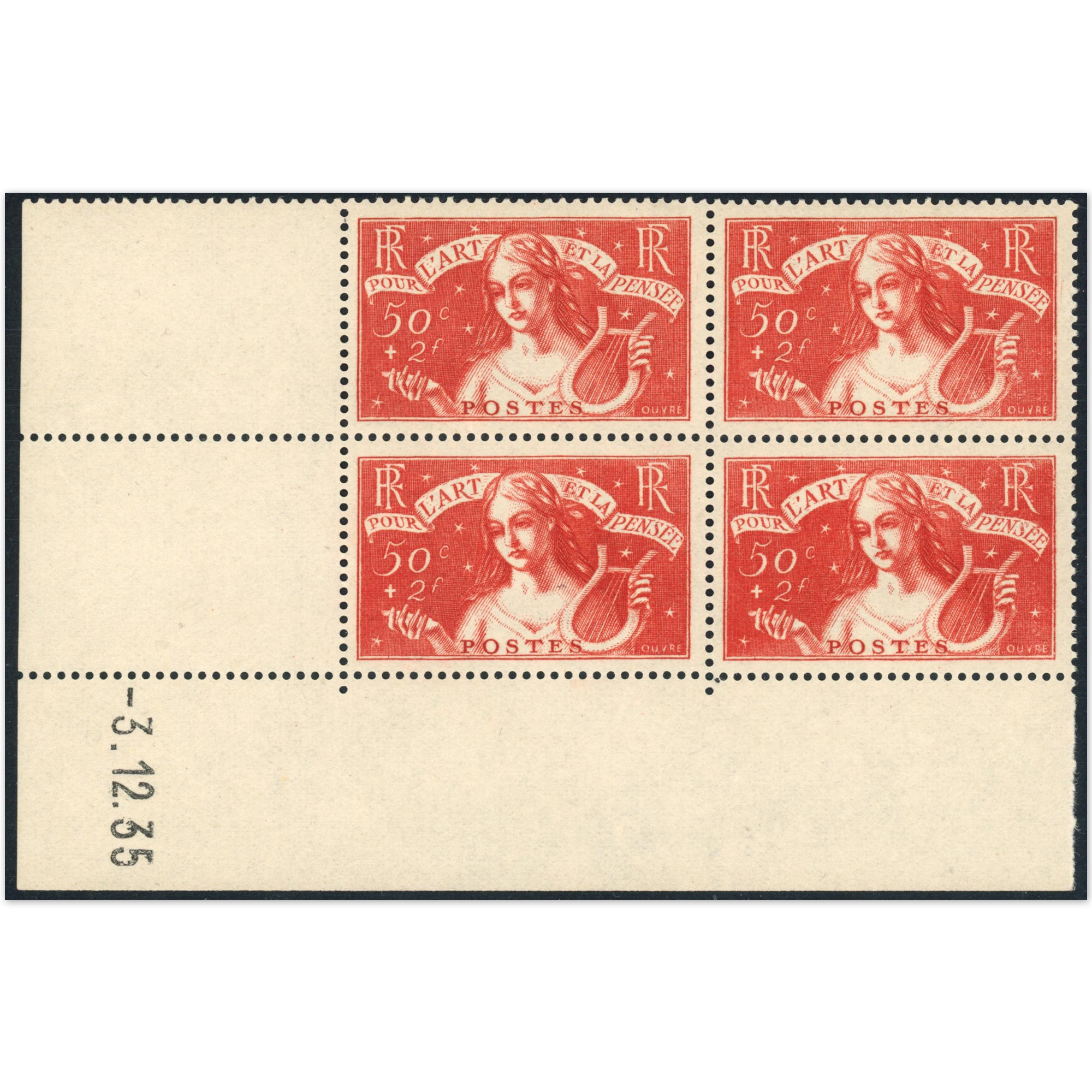 COIN DATÉ DE FRANCE ART ET PENSÉES N°308 TIMBRES NEUFS** ANNÉE 1935 COTE 675€