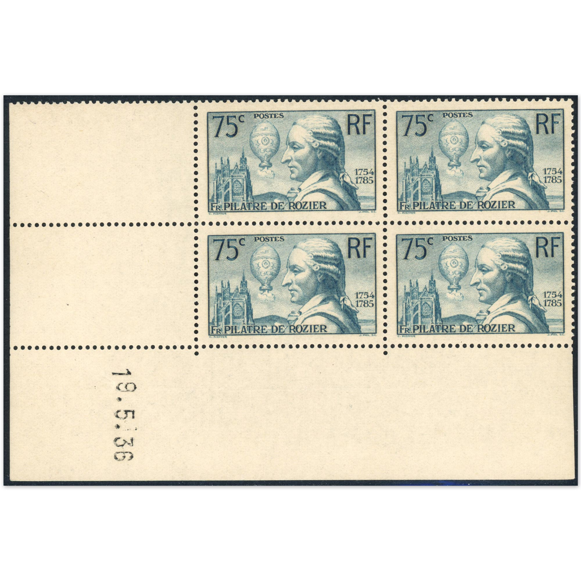 COIN DATÉ PILATRE DE ROZIER N°313 TIMBRES FRANCE NEUFS** ANNÉE 1936 COTE 225€