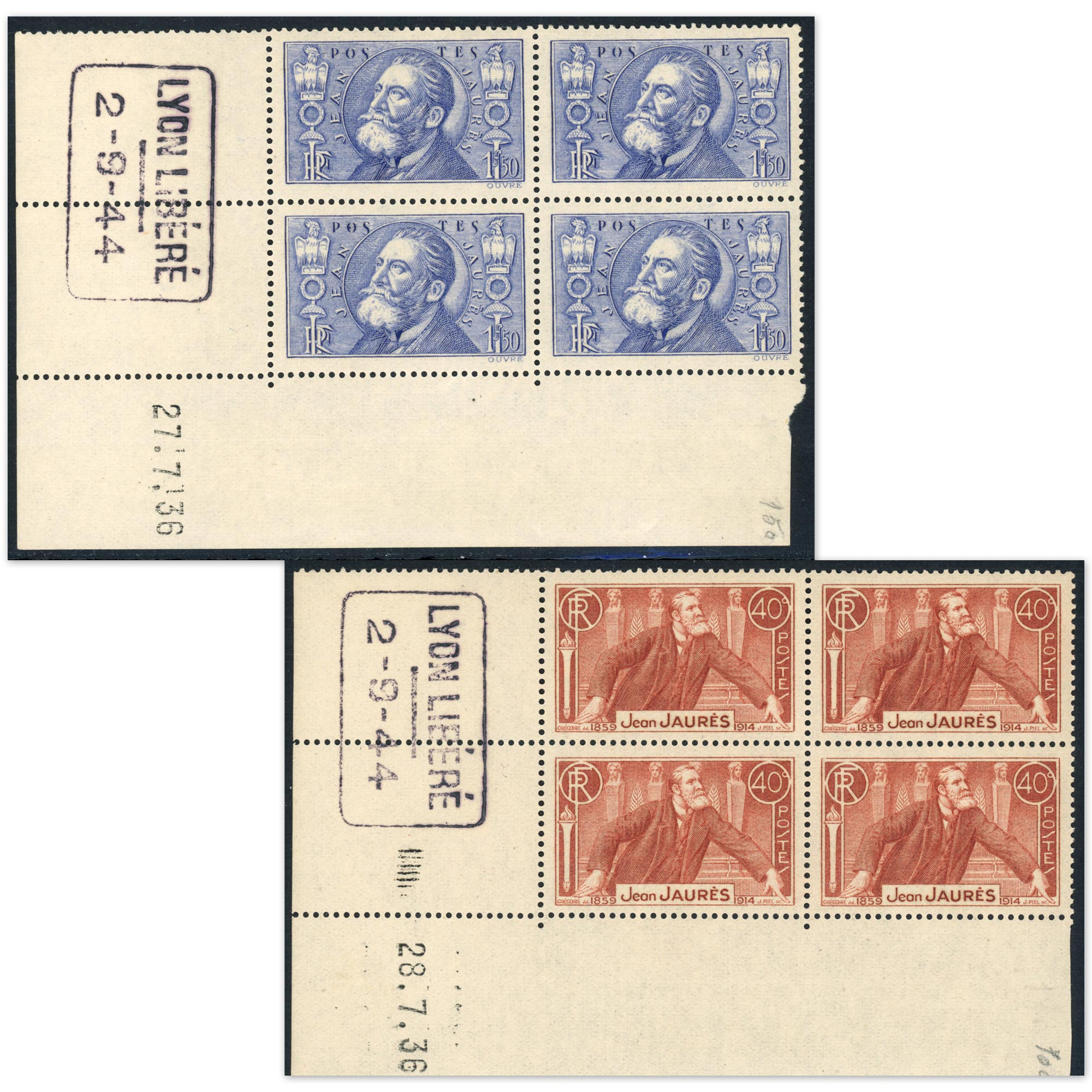 COIN DATÉ JEAN JAURÈS N°318/319 TIMBRES FRANCE NEUFS** COTE 250€ AN 1936