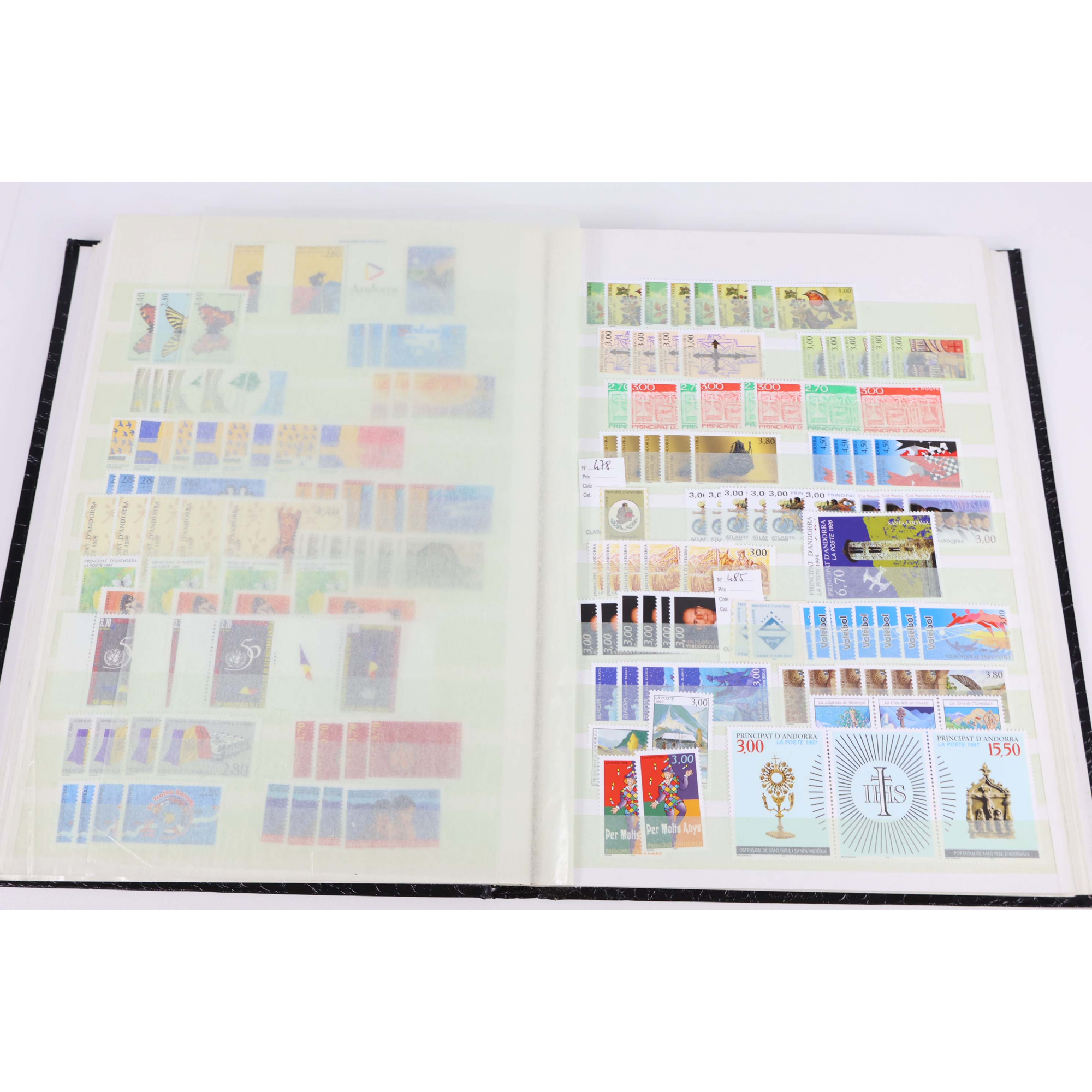 ANDORRE FRANCAIS STOCK IMPORTANT ANCIEN ET MODERNE TIMBRES NEUFS, FACIALE 1000€
