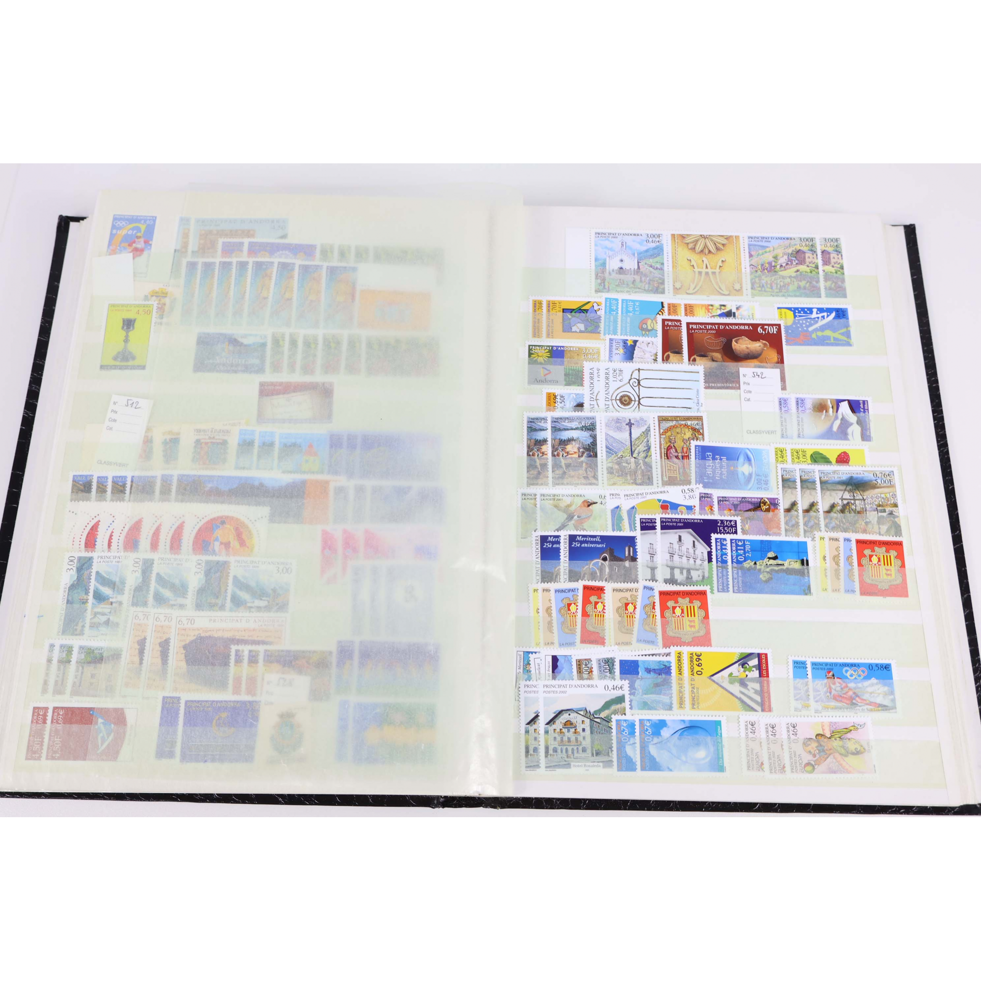 ANDORRE FRANCAIS STOCK IMPORTANT ANCIEN ET MODERNE TIMBRES NEUFS, FACIALE 1000€