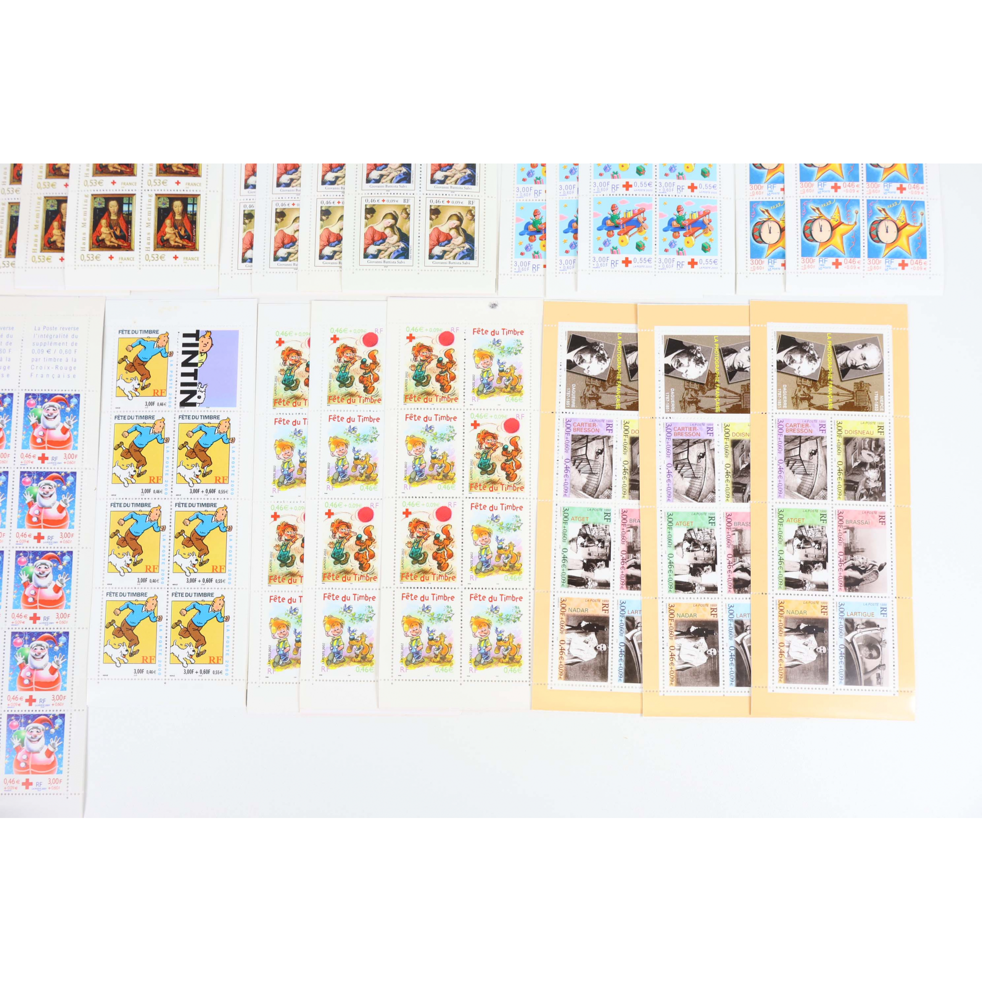 LOT DE CARNETS DE TIMBRES EN EUROS AVEC DÉFAUTS POUR AFFRANCHIR, FACIALE 156.76€