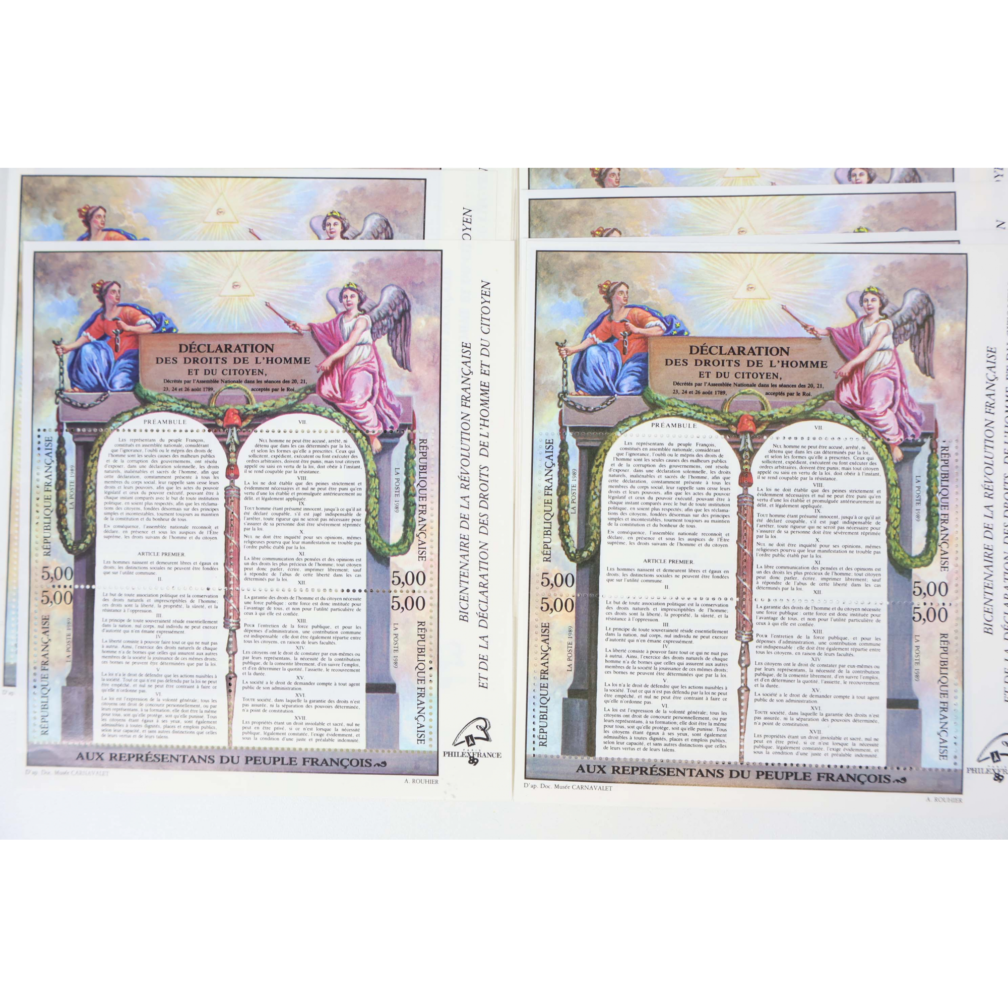 LOT DE BLOCS FEUILLETS TIMBRES 5 FRANCS AVEC DÉFAUTS POUR AFFRANCHIR, VF 149.40€