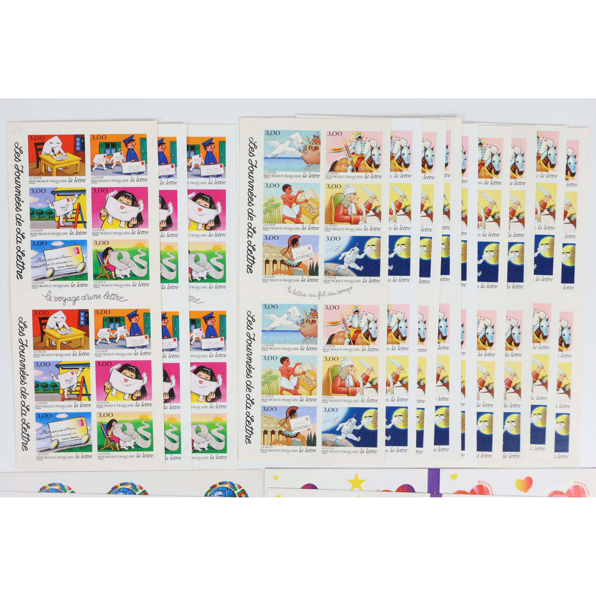 LOT CARNETS AUTOADHÉSIFS TIMBRES 3 FRANCS AVEC DÉFAUTS POUR AFFRANCHIR VF 155€