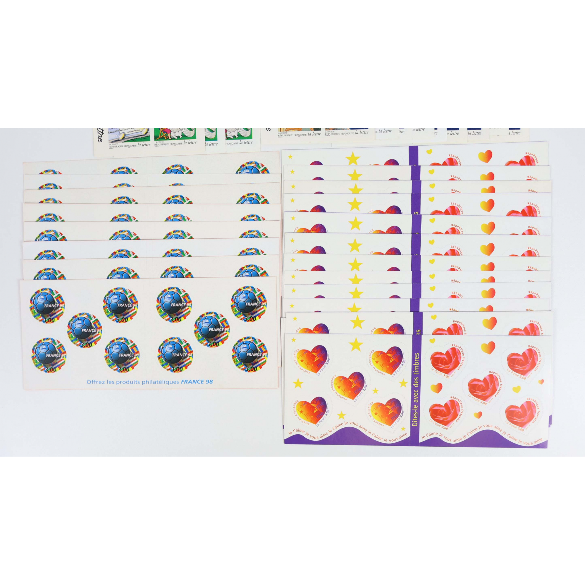 LOT CARNETS AUTOADHÉSIFS TIMBRES 3 FRANCS AVEC DÉFAUTS POUR AFFRANCHIR VF 155€