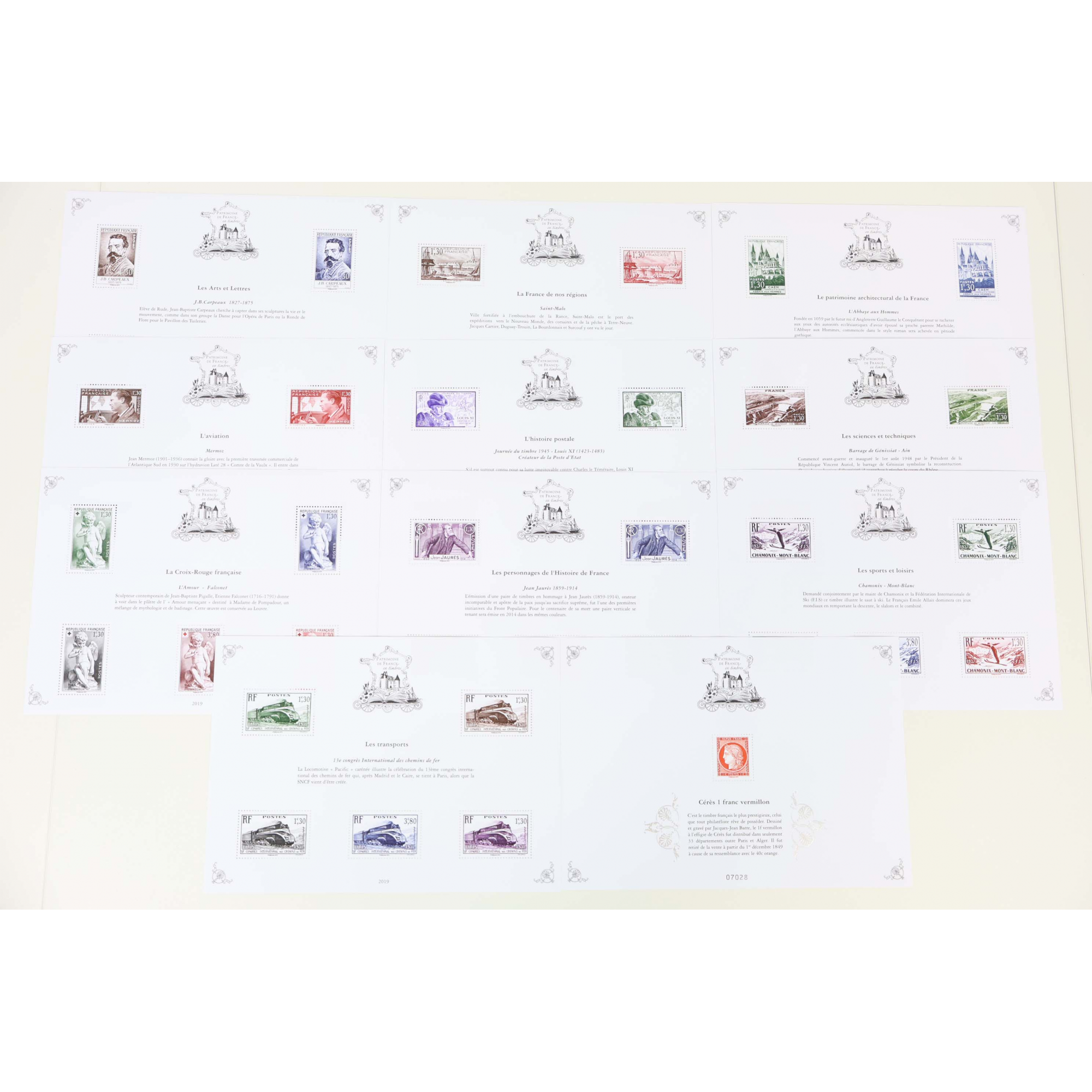 BLOCS PATRIMOINE DE FRANCE 2019 BS1 A BS10 AVEC BLOC BS10A 1F VERMILLON NEUFS**