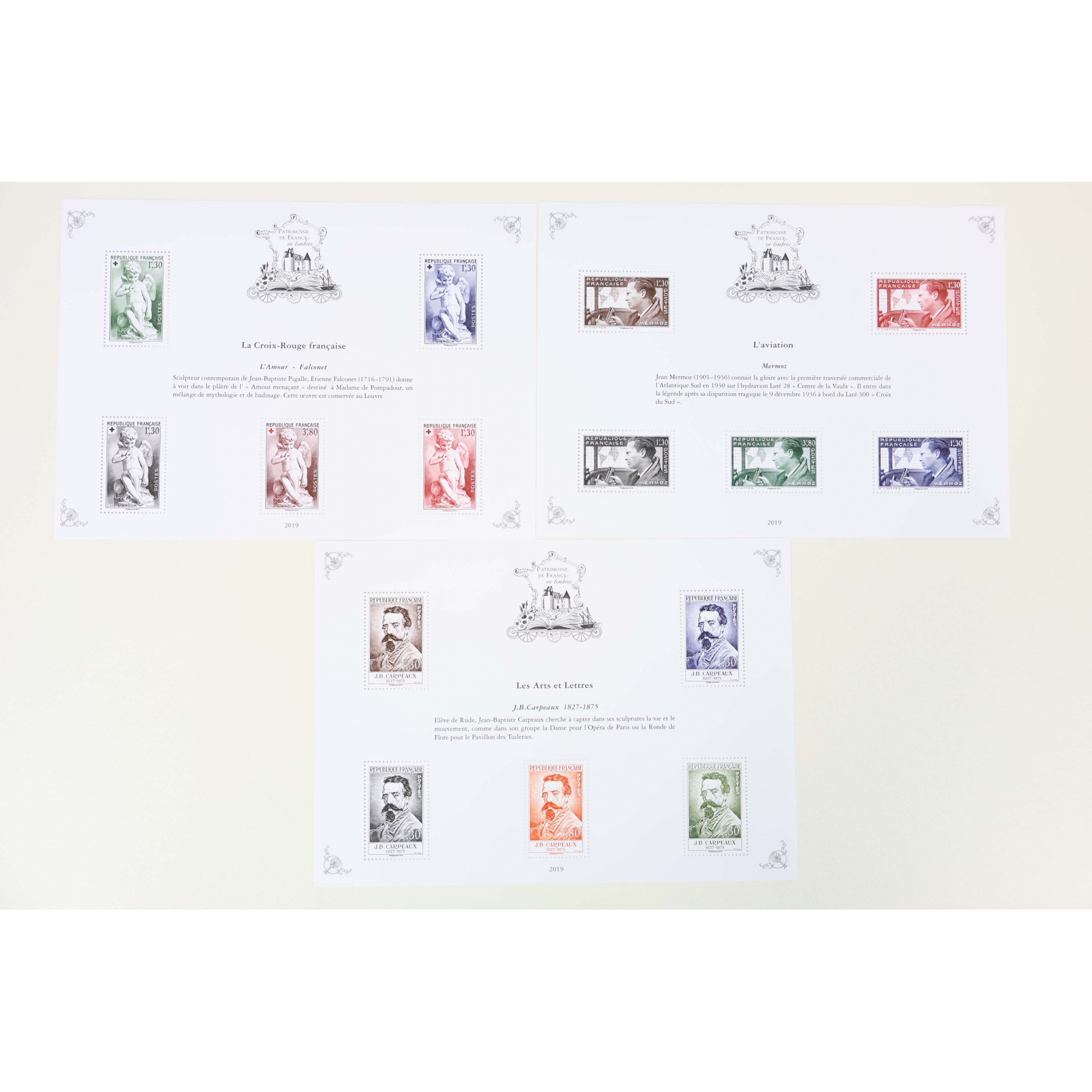 BLOCS PATRIMOINE DE FRANCE 2019 BS1 A BS10 AVEC BLOC BS10A 1F VERMILLON NEUFS**