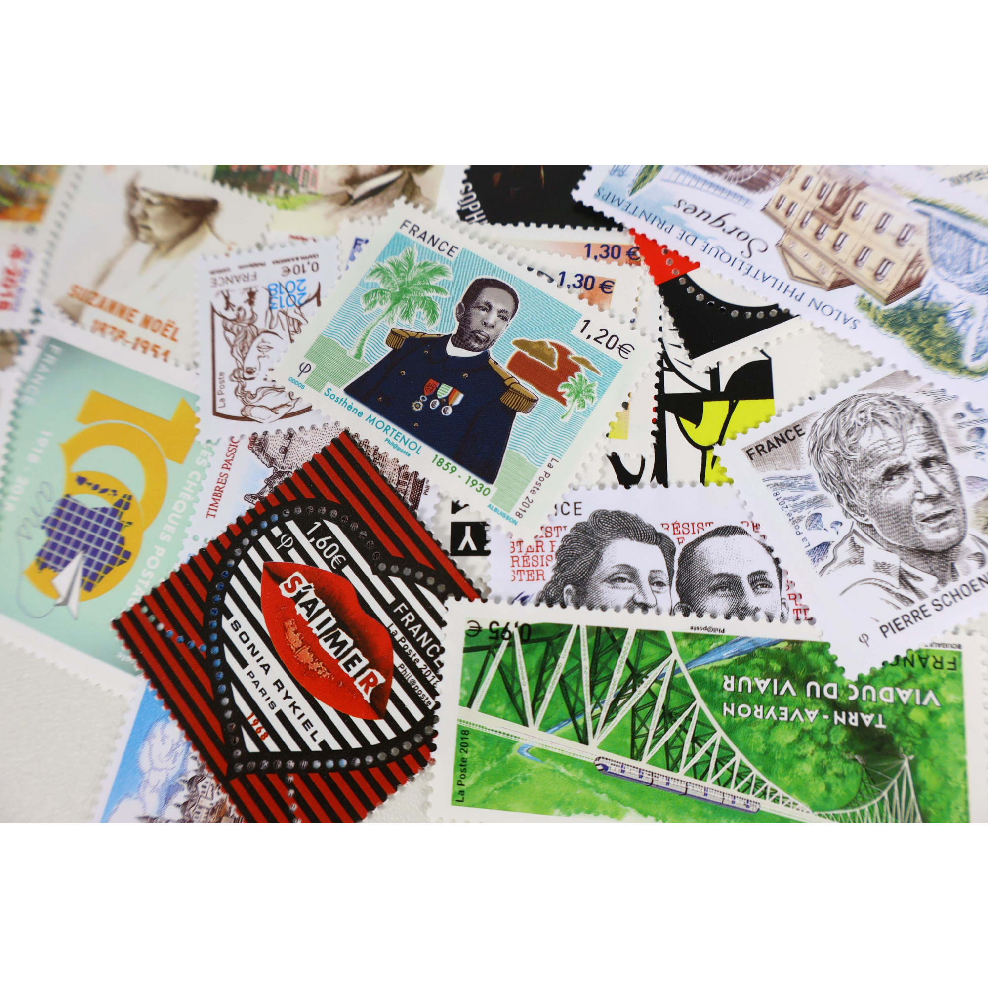 FRANCE LOT DE TIMBRES ET BLOCS-FEUILLET DE 2018 TIMBRES NEUFS** FACIALE 63€