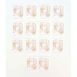 LOT DE 14 TIMBRES MARIANNES DORÉES DE CIAPPA KAWENA (2013) NON ÉMISES, NEUFS**