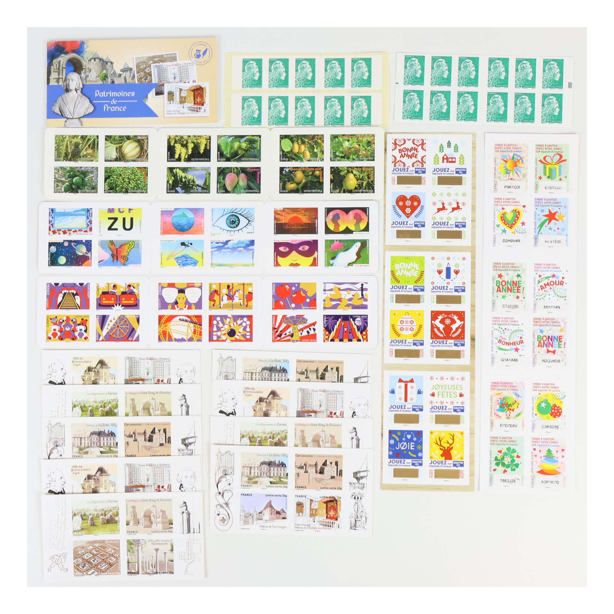 LOT DE 130 TIMBRES AUTOADHÉSIFS LETTRES VERTES 20G VP FRANCE POUR AFFRANCHIR