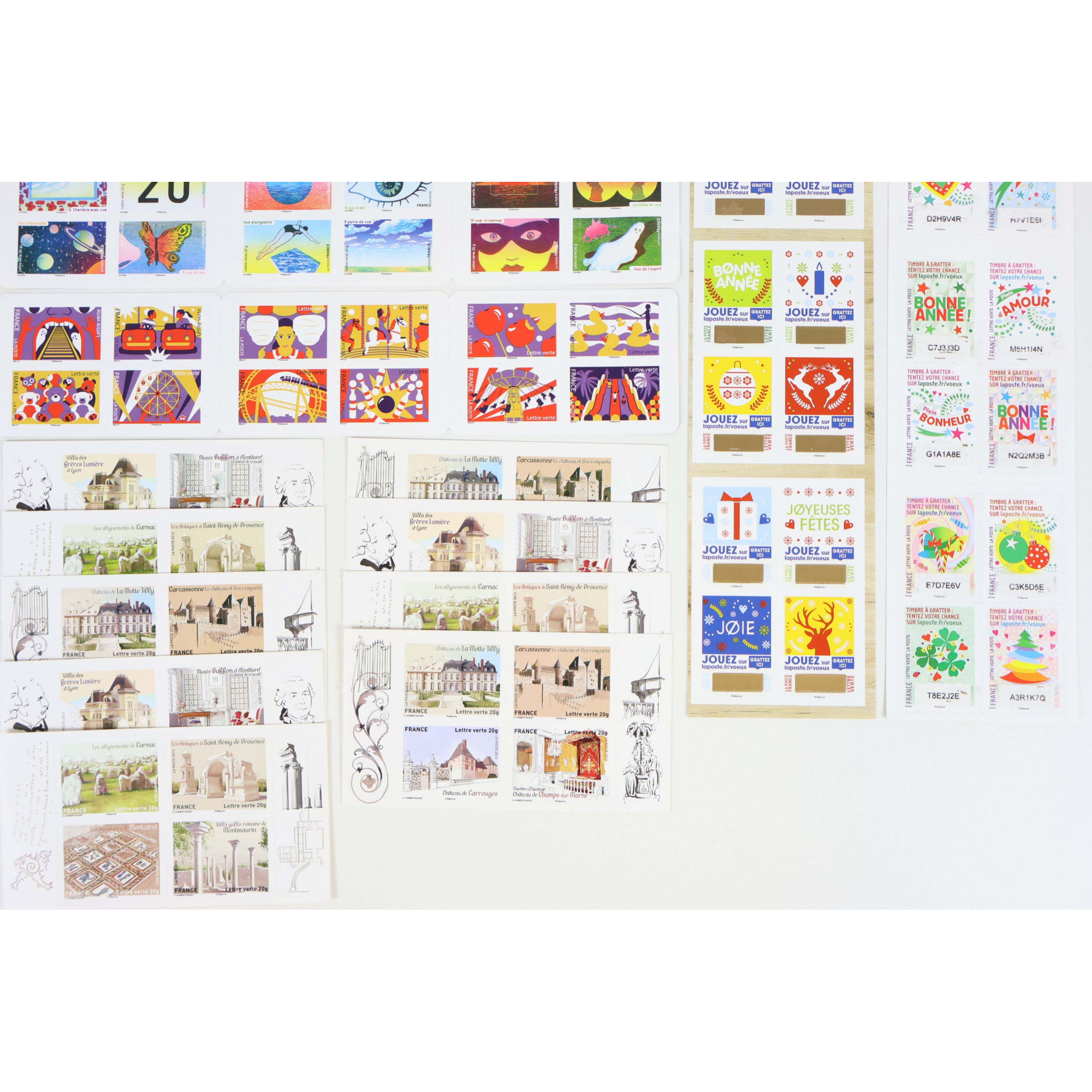 LOT DE 130 TIMBRES AUTOADHÉSIFS LETTRES VERTES 20G VP FRANCE POUR AFFRANCHIR