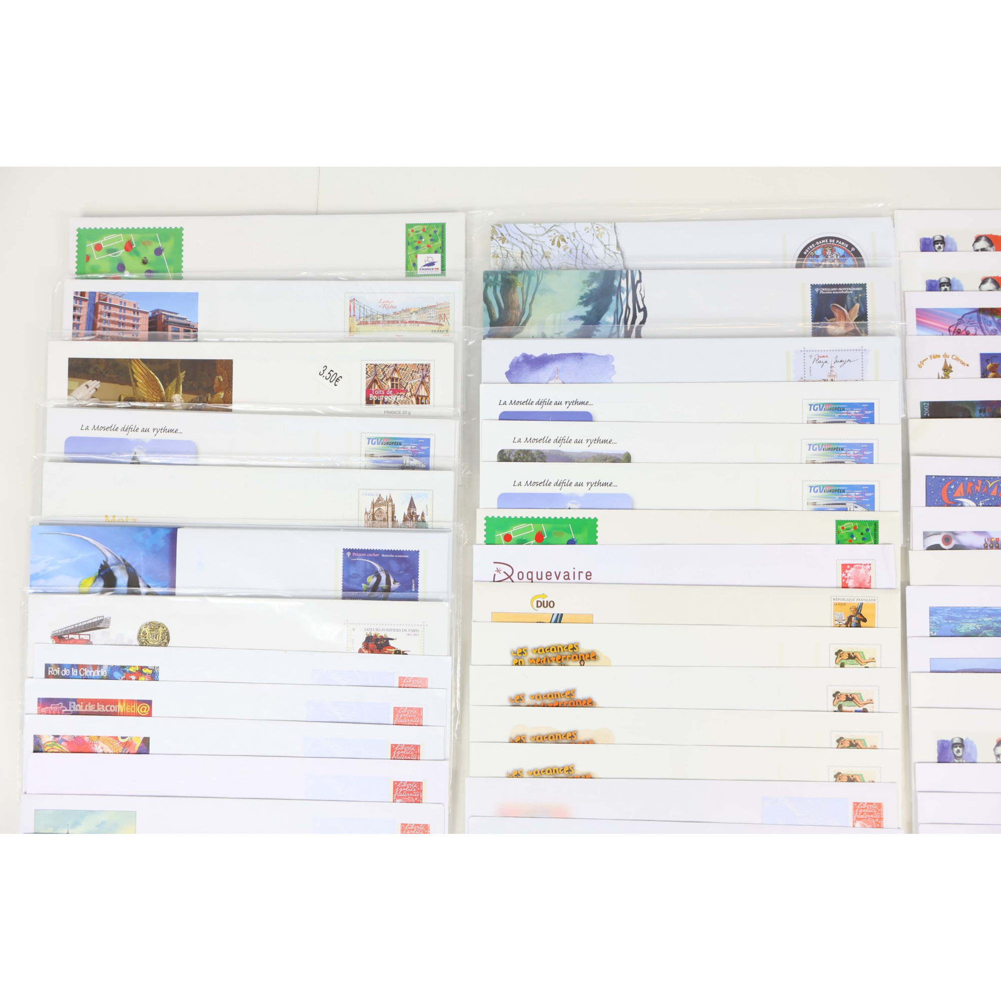 LOT DE 100 ENVELOPPES PRÉ AFFRANCHIES POUR LETTRES 20G FRANCE, THÈMES DIVERS