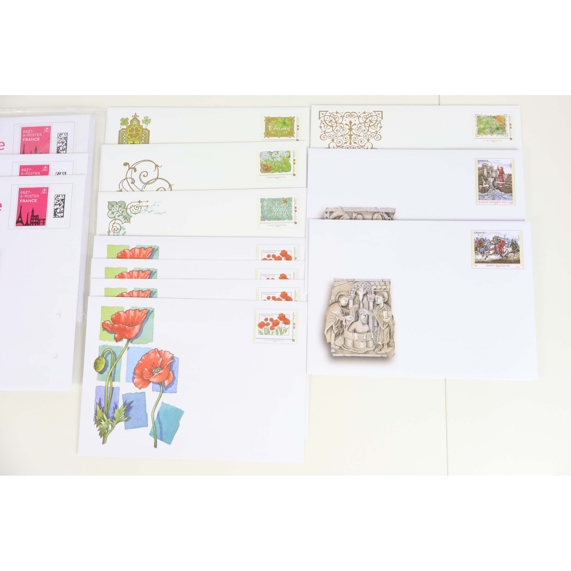 LOT DE 26 ENVELOPPES FRANCE PRÉ-AFFRANCHIES POUR ENVOIS 50g / SUIVIES 100g