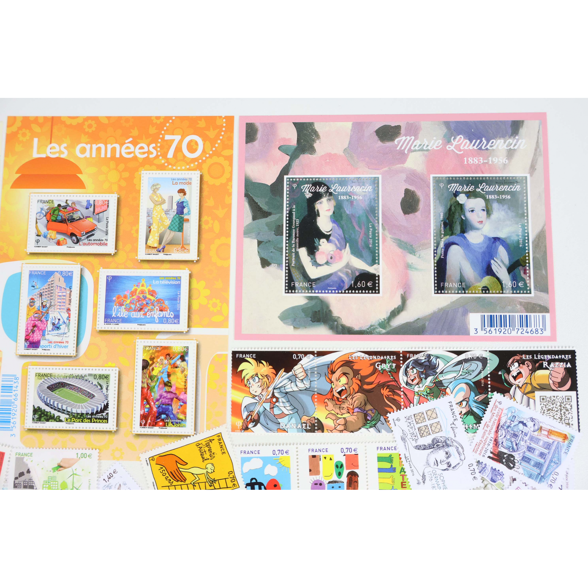 FRANCE LOT DE TIMBRES ET BLOCS-FEUILLET DE 2016 TIMBRES NEUFS** FACIALE 68€