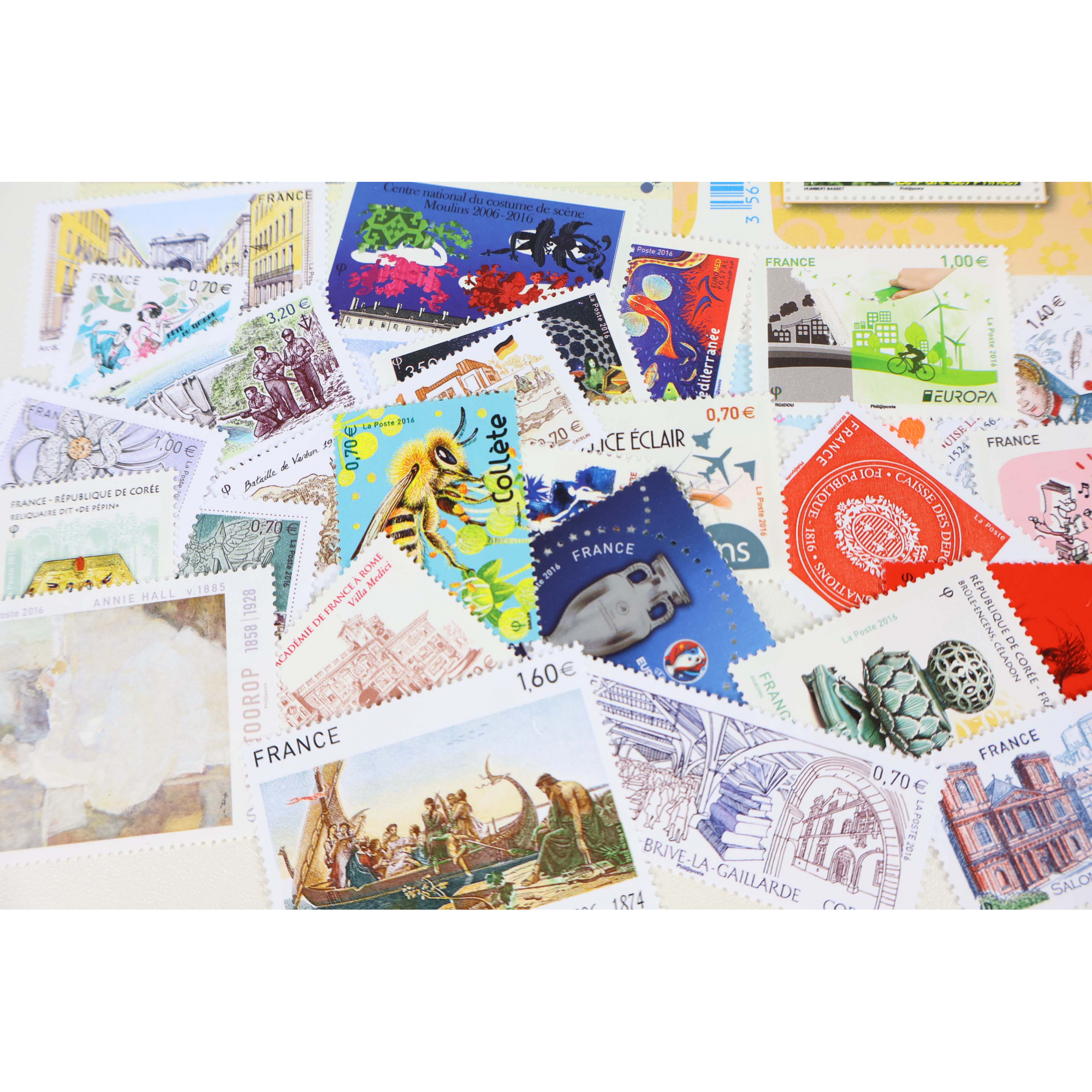 FRANCE LOT DE TIMBRES ET BLOCS-FEUILLET DE 2016 TIMBRES NEUFS** FACIALE 68€