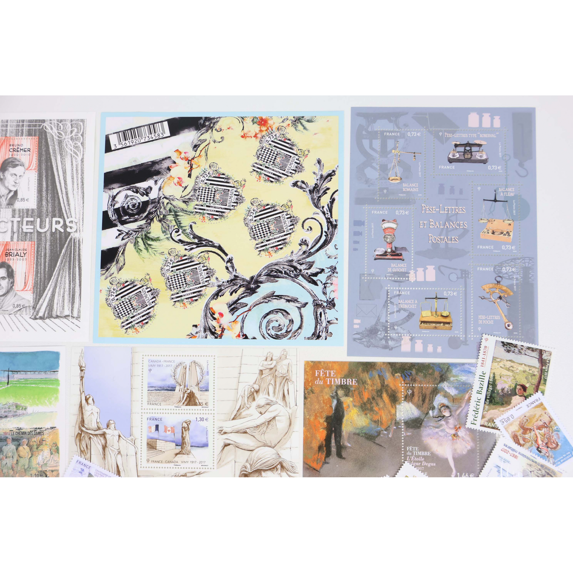 FRANCE LOT DE TIMBRES ET BLOCS-FEUILLET DE 2017 TIMBRES NEUFS** FACIALE 70€