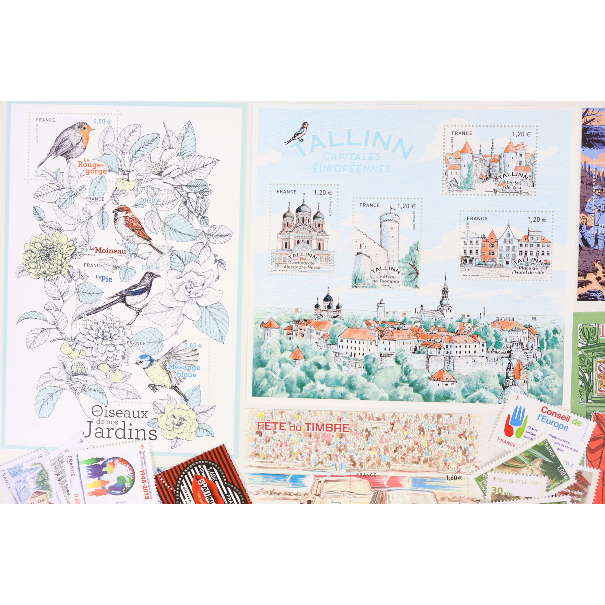 FRANCE LOT DE TIMBRES ET BLOCS-FEUILLET DE 2018 TIMBRES NEUFS** FACIALE 84€