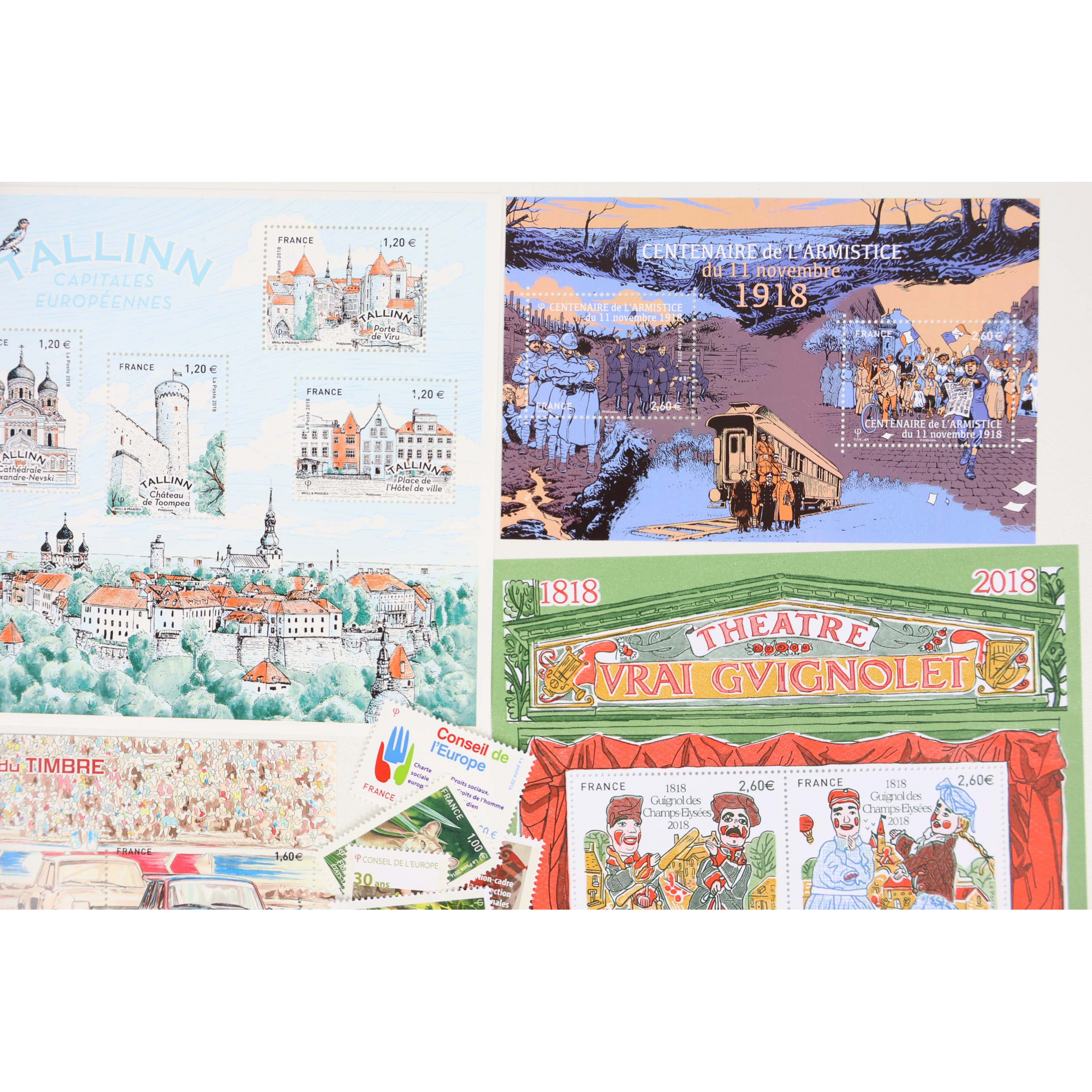 FRANCE LOT DE TIMBRES ET BLOCS-FEUILLET DE 2018 TIMBRES NEUFS** FACIALE 84€