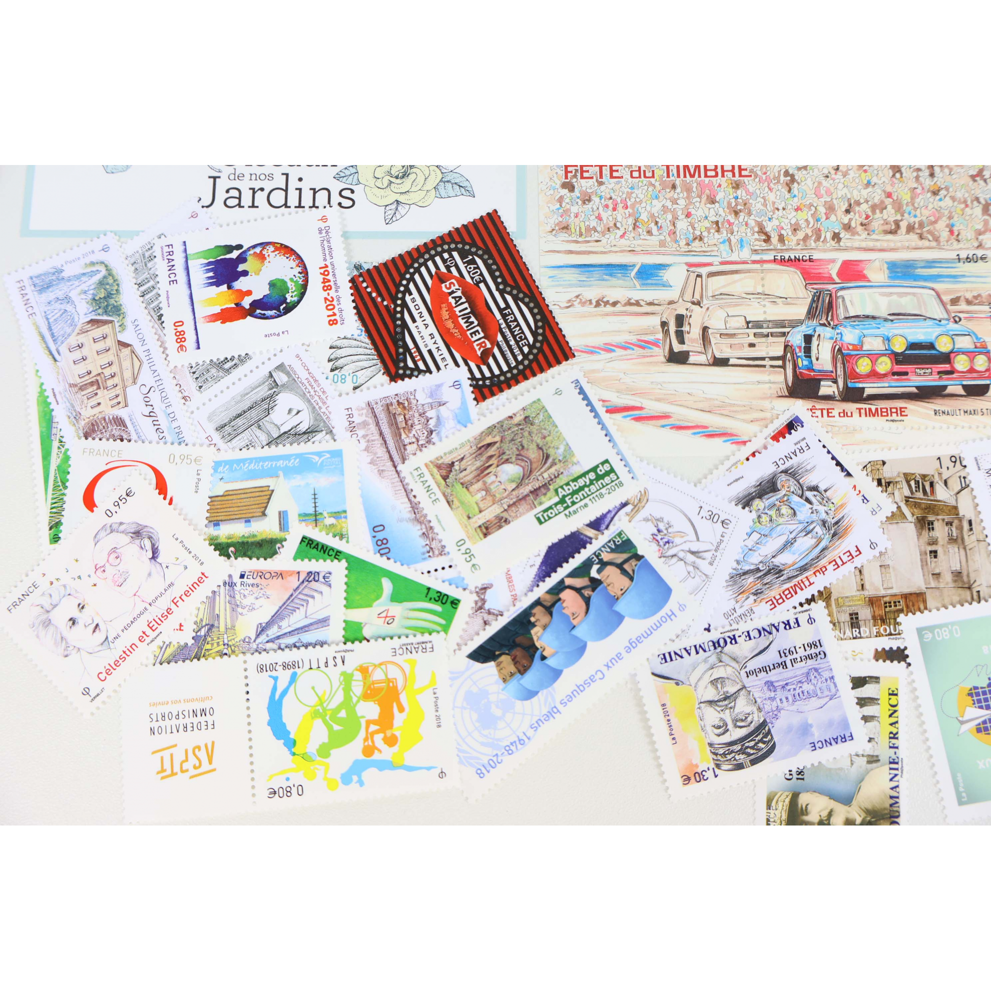FRANCE LOT DE TIMBRES ET BLOCS-FEUILLET DE 2018 TIMBRES NEUFS** FACIALE 84€