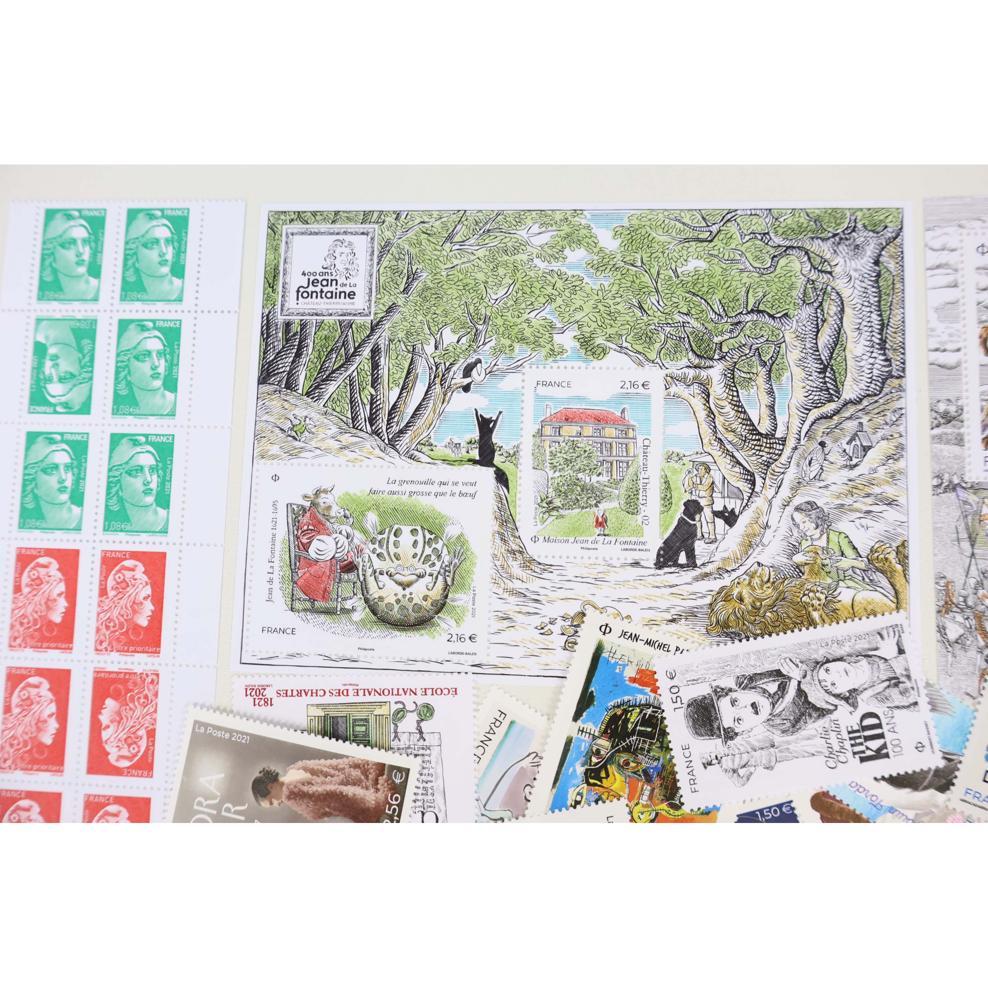 FRANCE LOT DE TIMBRES ET BLOCS-FEUILLET DE 2021 TIMBRES NEUFS** FACIALE 91€