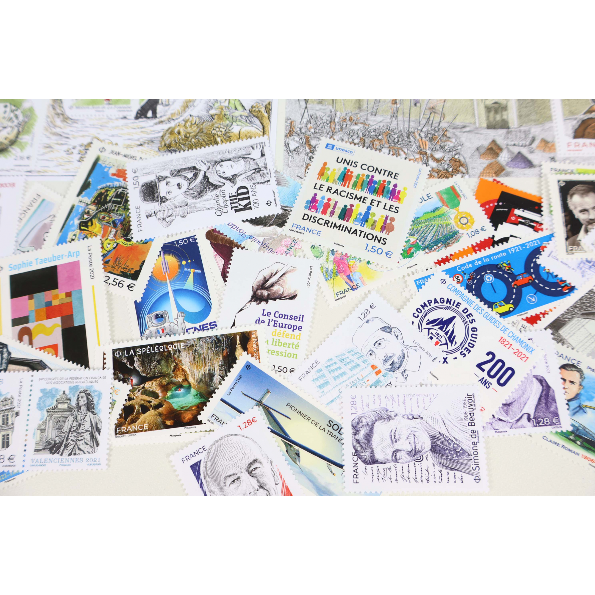 FRANCE LOT DE TIMBRES ET BLOCS-FEUILLET DE 2021 TIMBRES NEUFS** FACIALE 91€